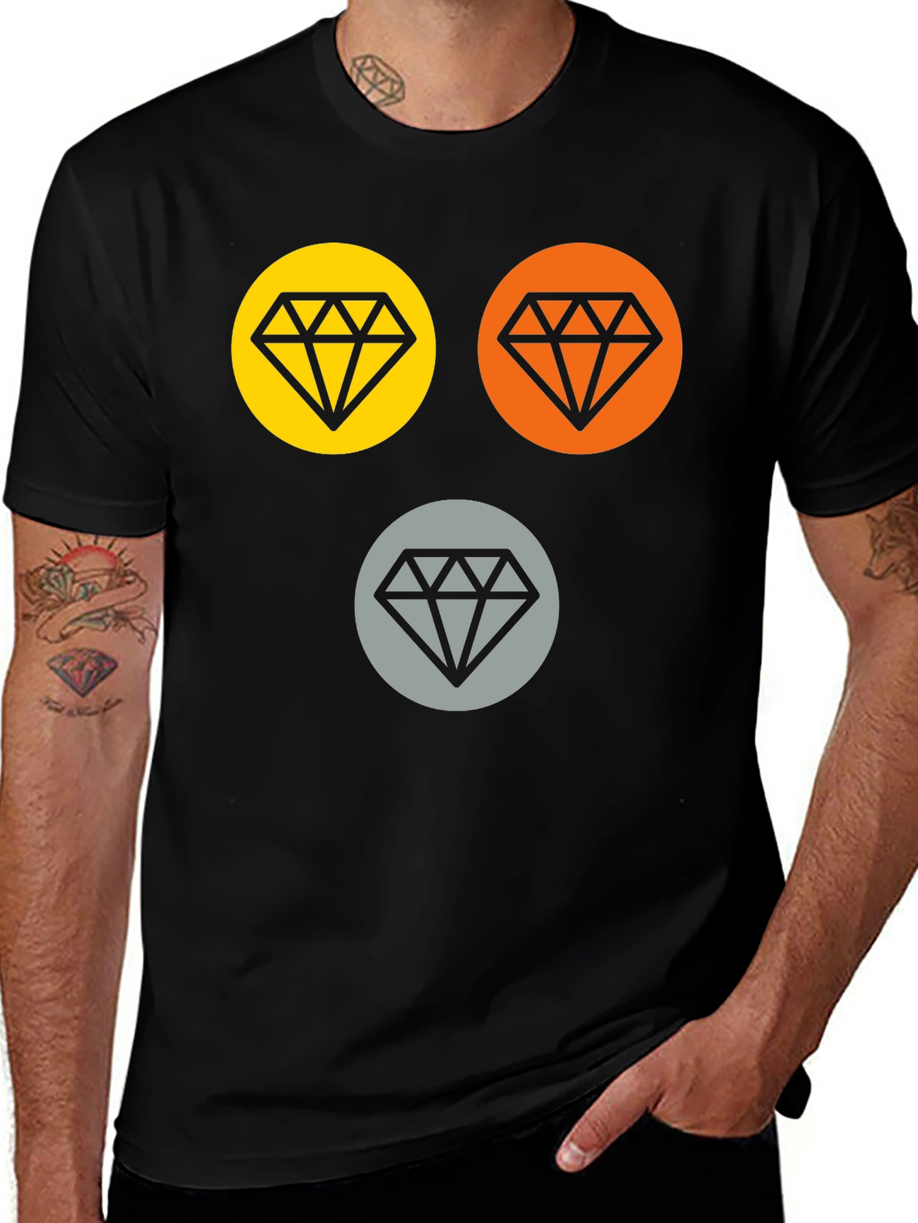 Diamond Circle Tee - Graphic Print Casual T-Shirt