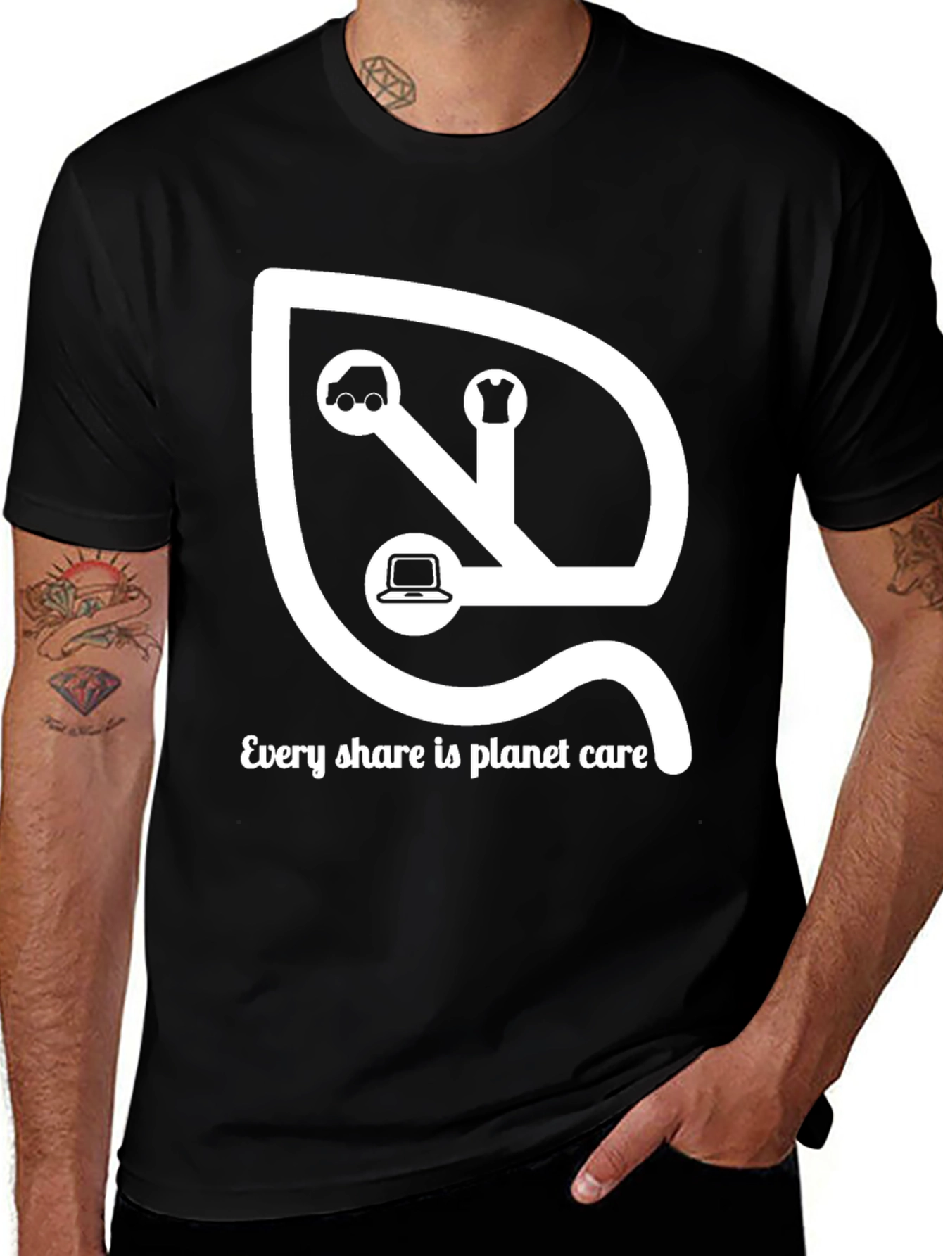 Variant 27 of Eco-Friendly Sharing T-Shirt - Planet Care Design
