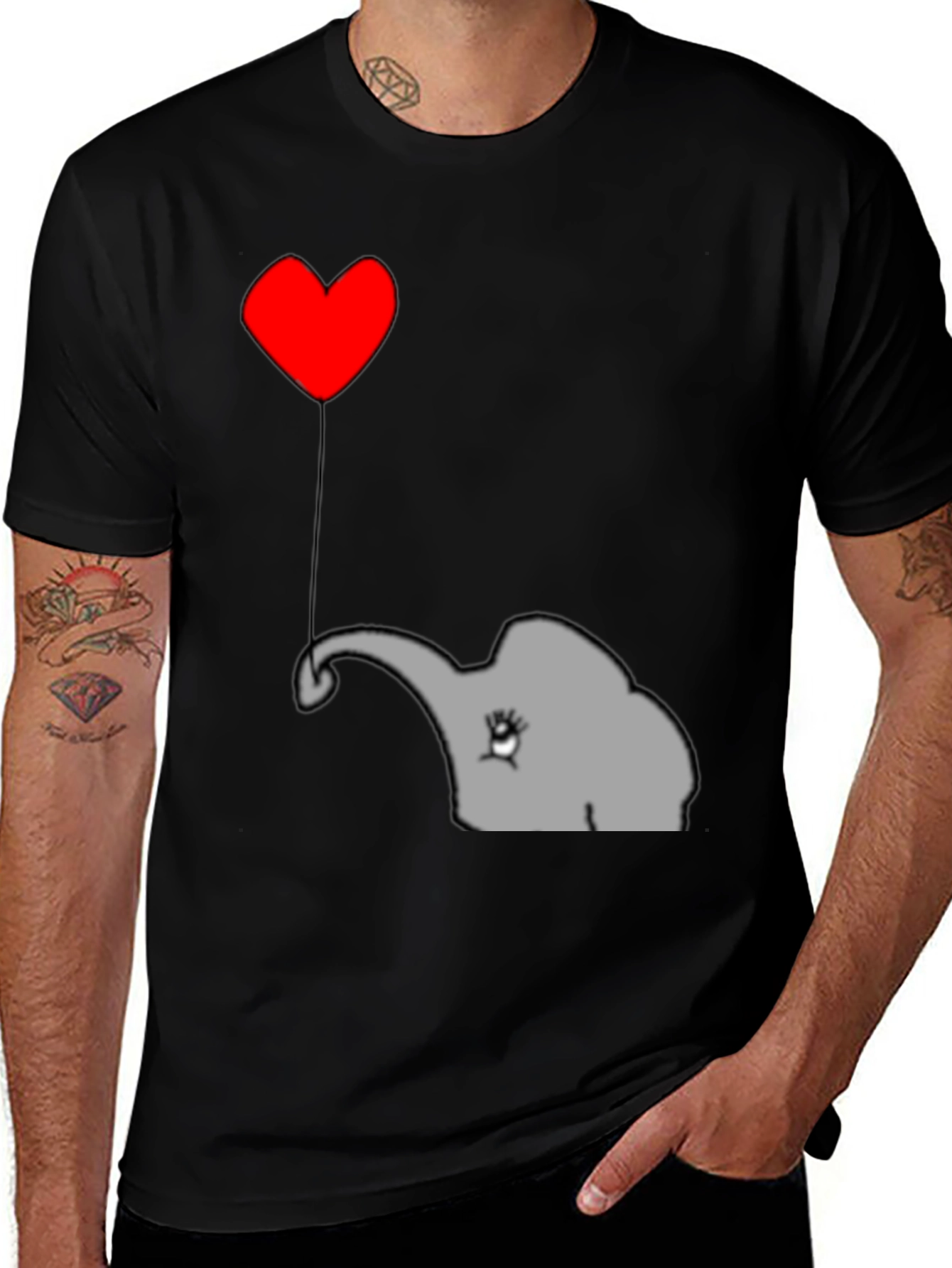 Variant 13 of Elephant Heart Balloon T-Shirt - Cute Animal Tee