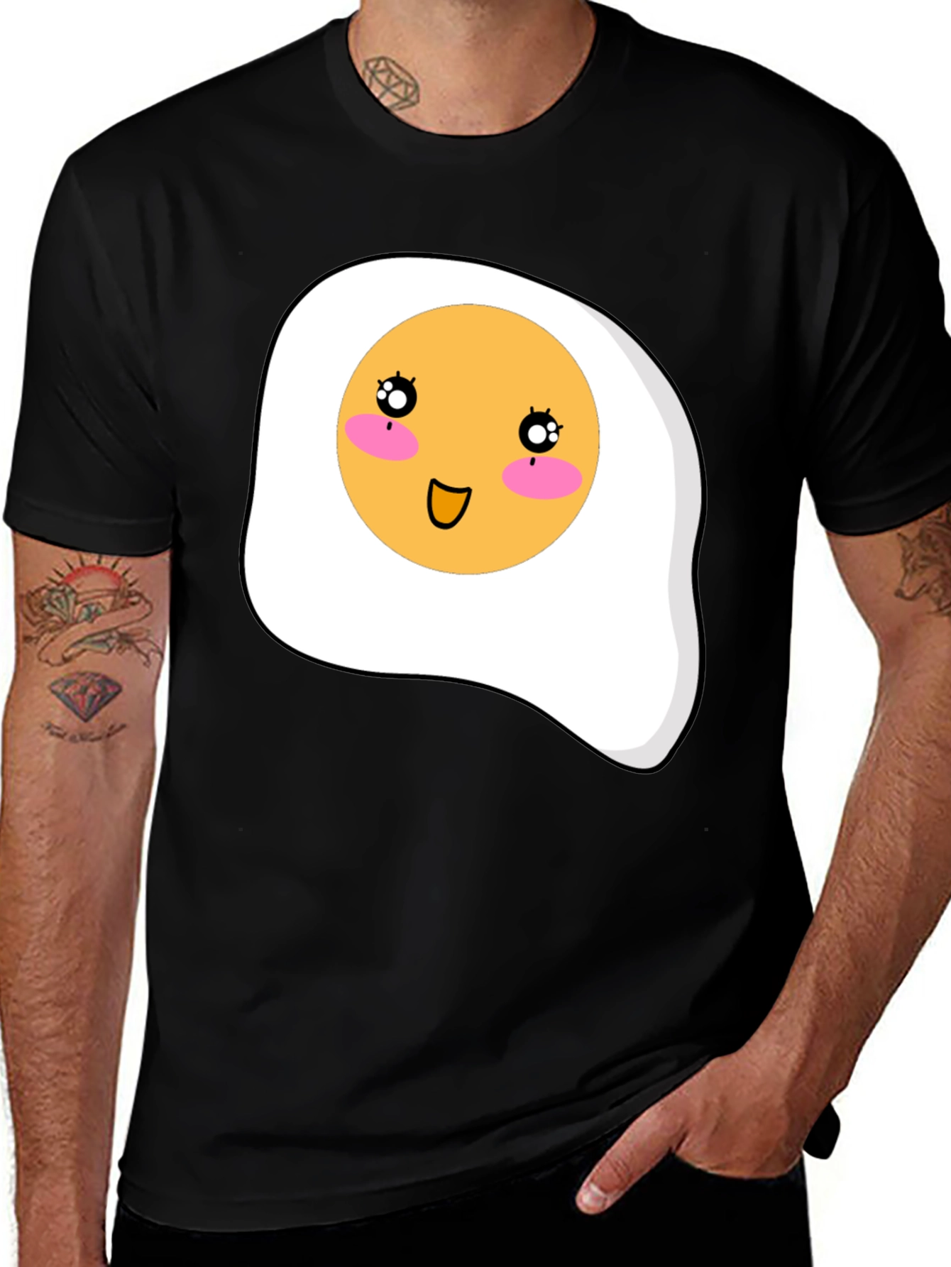 Variant 8 of Cute Egg Graphic T-Shirt - Black Casual Tee