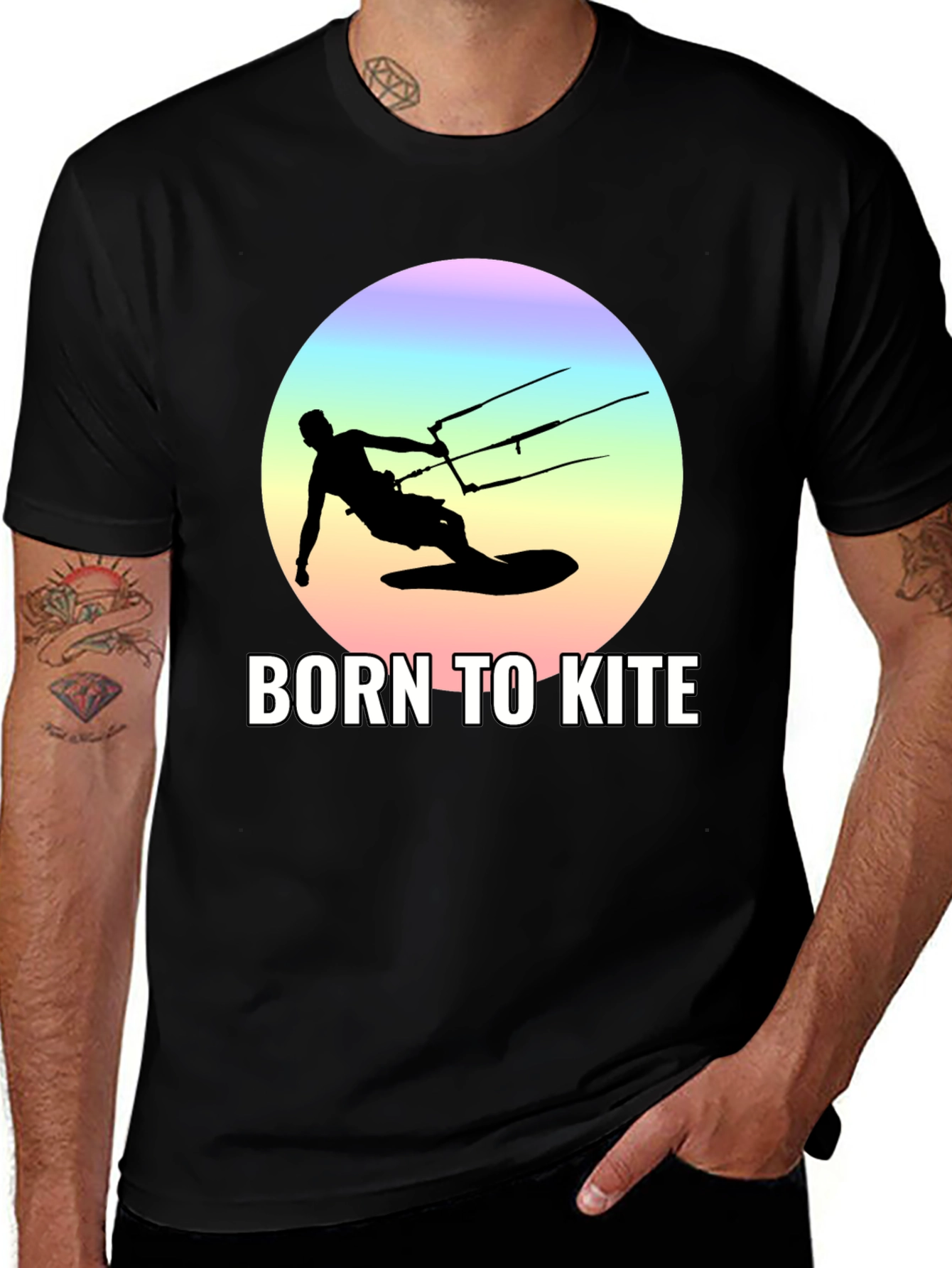 Variant 14 of Born to Kite Black T-Shirt - Kitesurfing Apparel