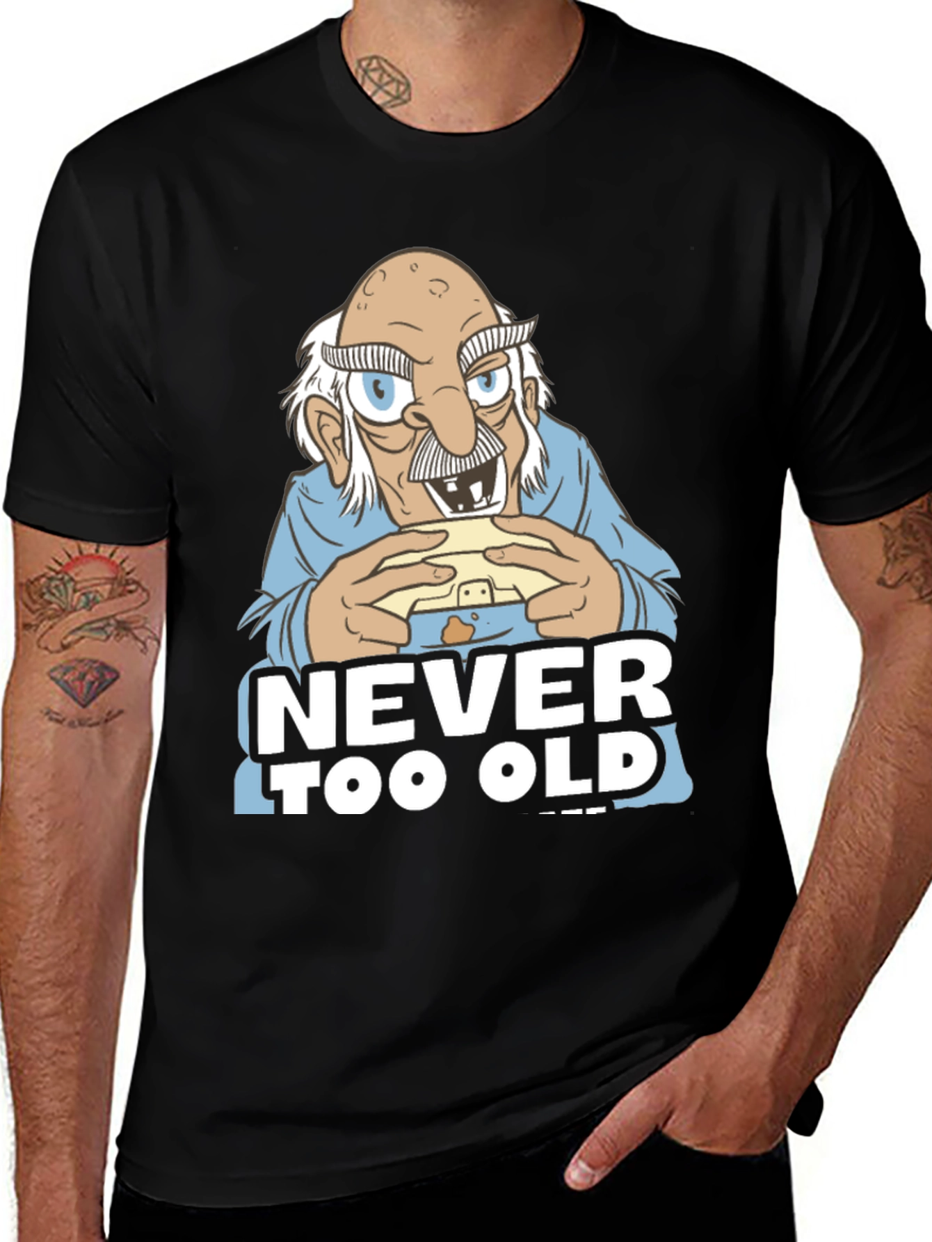 Variant 23 of Never Too Old Cartoon Graphic Tee