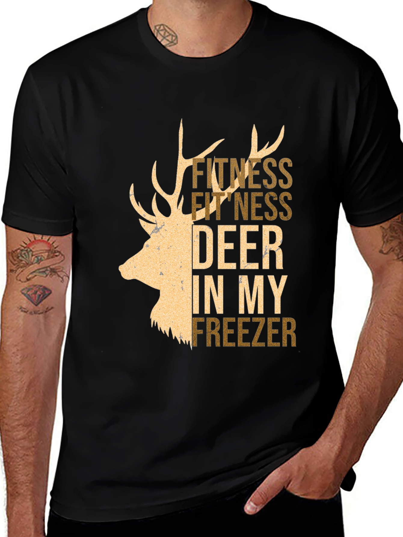 Variant 13 of Fitness Deer In My Freezer Graphic Tee - Black