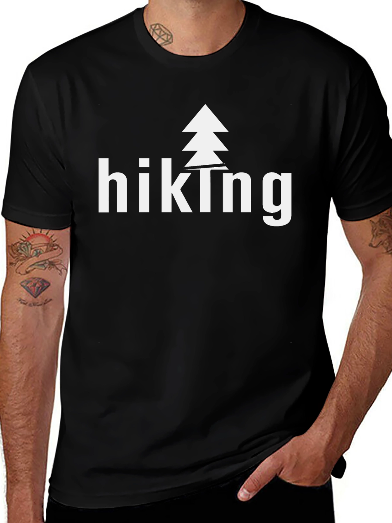 Variant 5 of Hiking Tree Graphic Tee - Black Casual T-Shirt