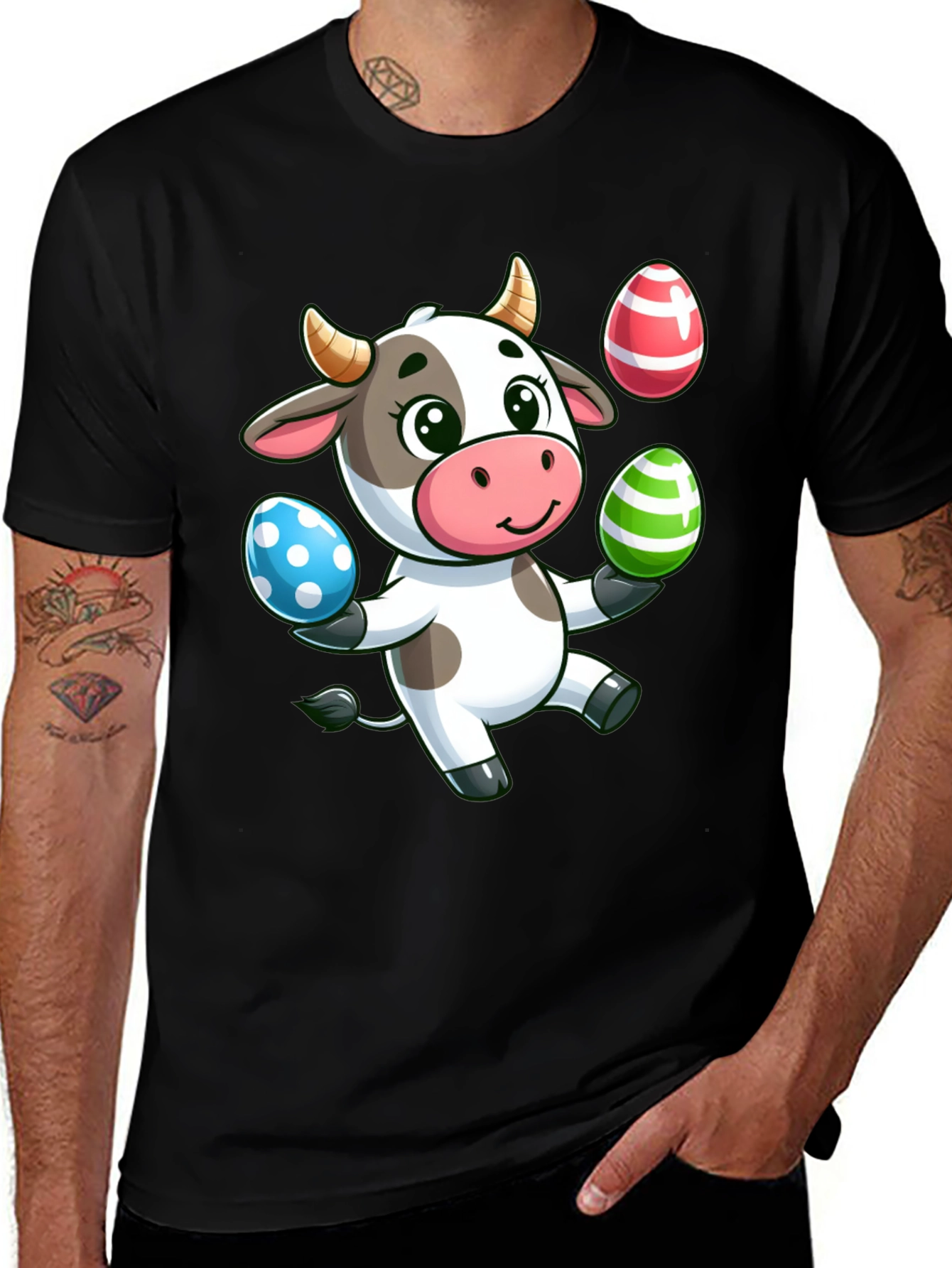 Cute Cartoon Cow Easter Egg T-Shirt