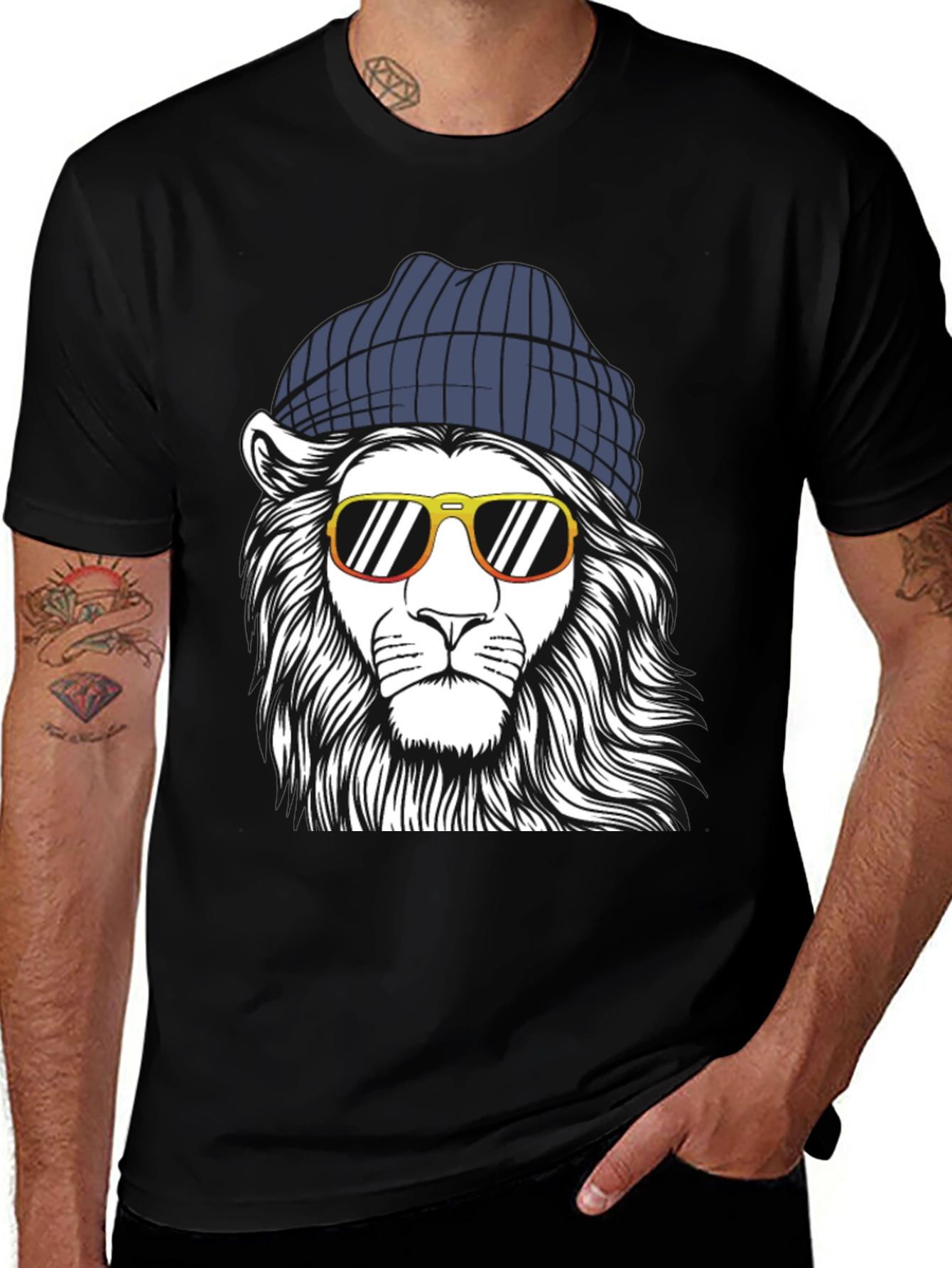 Variant 18 of Cool Lion Graphic Tee - Black Cotton Shirt