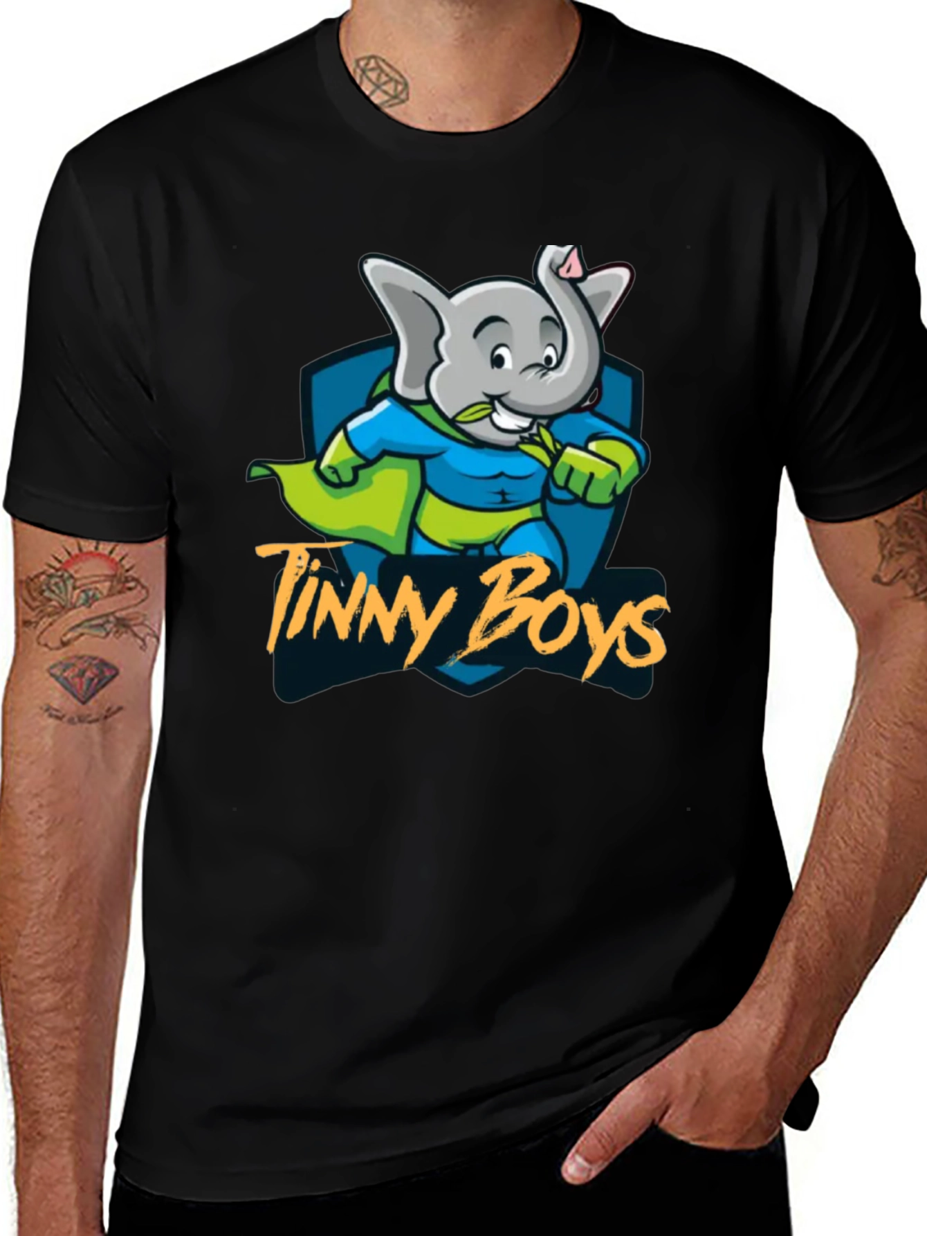 Variant 21 of Tinny Boys Graphic T-Shirt - Superhero Elephant Tee