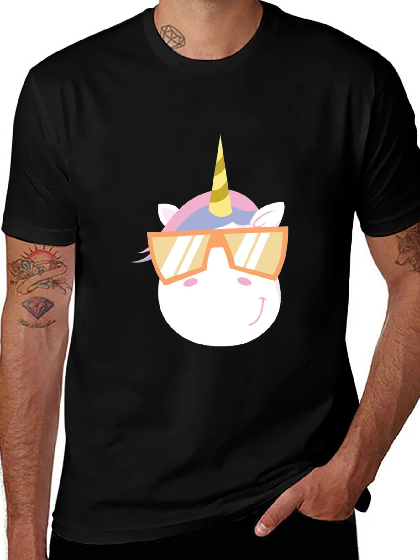 Variant 21 of Unicorn Sunglasses Graphic Tee - Black Cotton T-Shirt