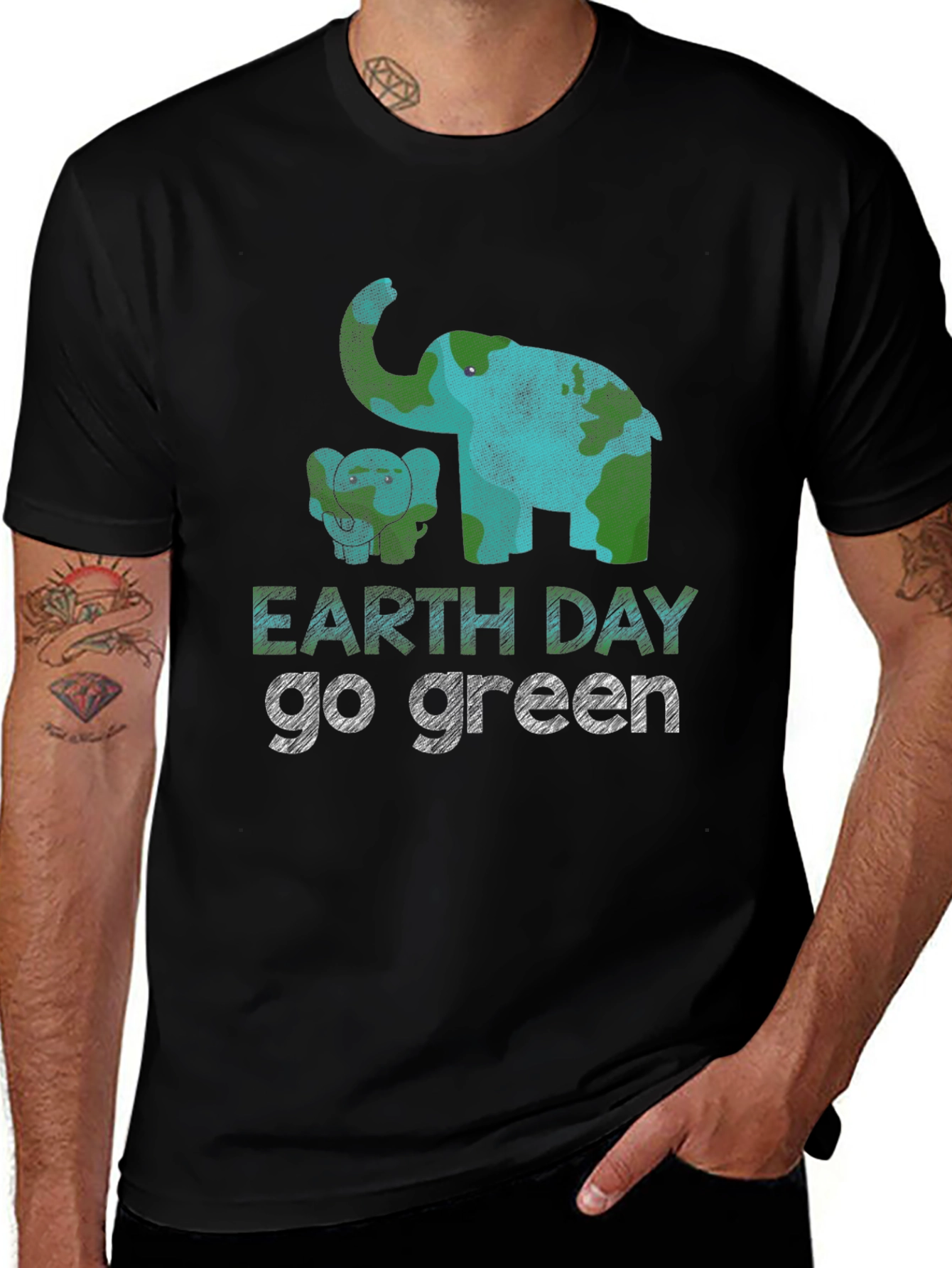 Earth Day Go Green Elephant Graphic Tee