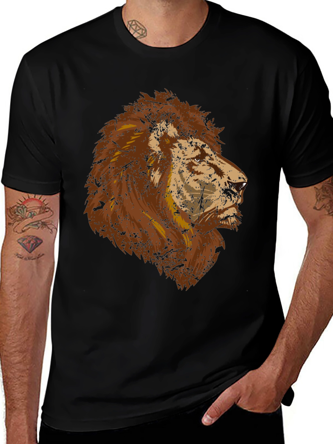 Variant 19 of Lion Graphic T-Shirt - Men's Crew Neck Tee
