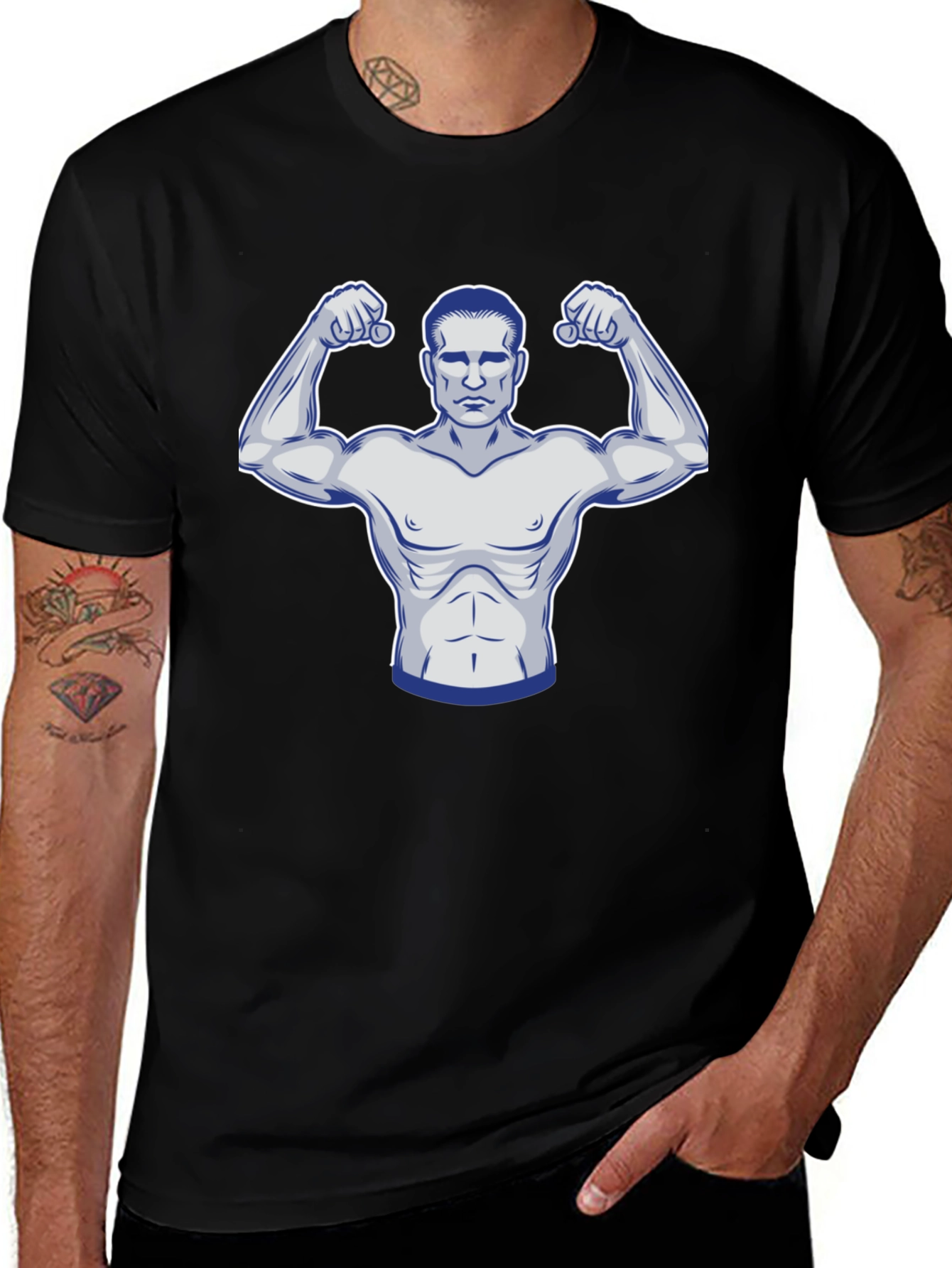 Variant 30 of Muscle Man Graphic Tee - Black