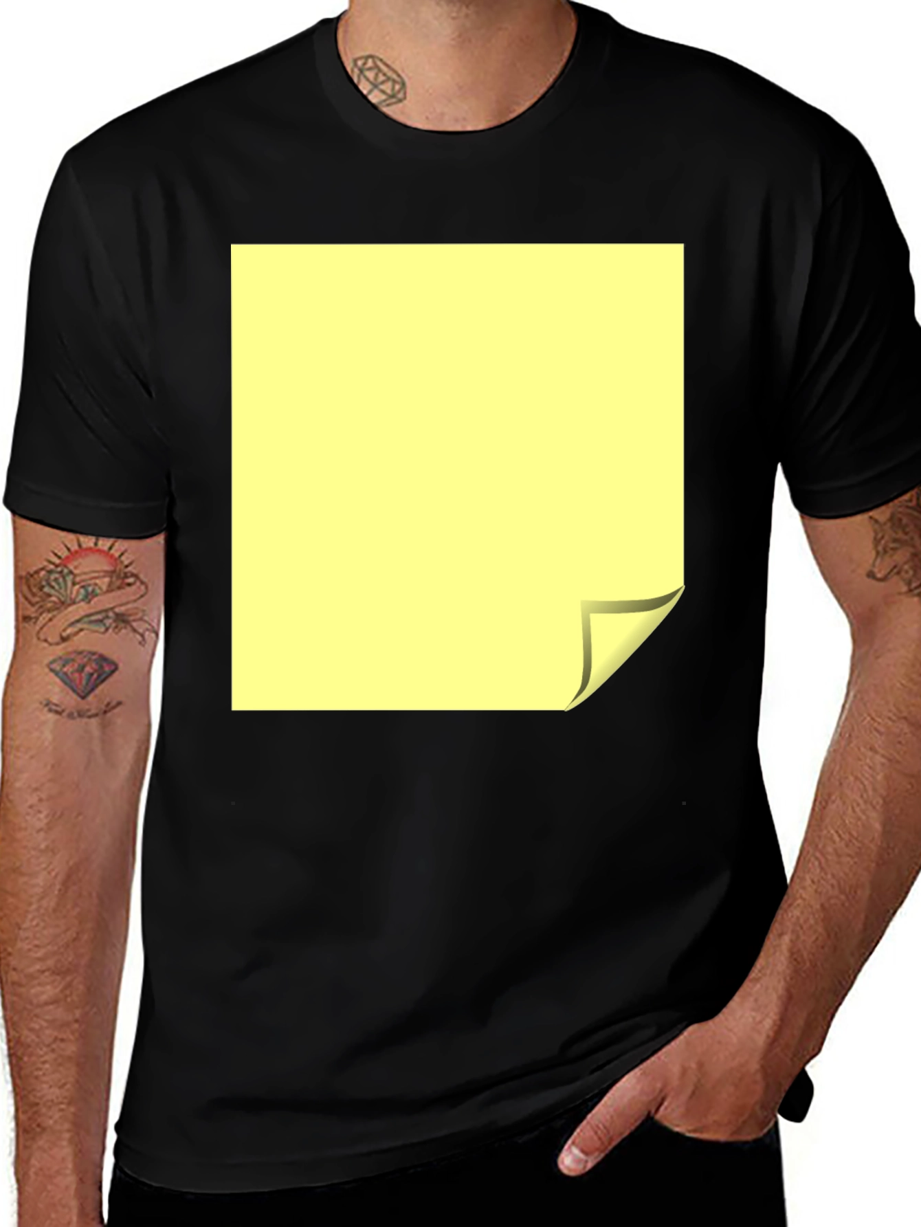 Variant 22 of Black T-Shirt with Yellow Folded Square Graphic