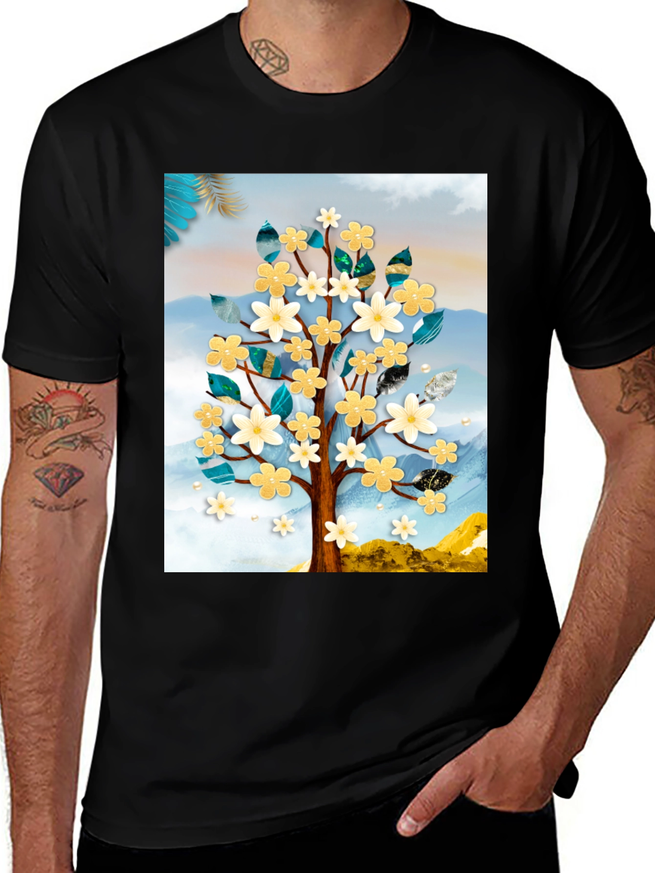 Variant 23 of Floral Tree Graphic Tee - Modern Art Shirt