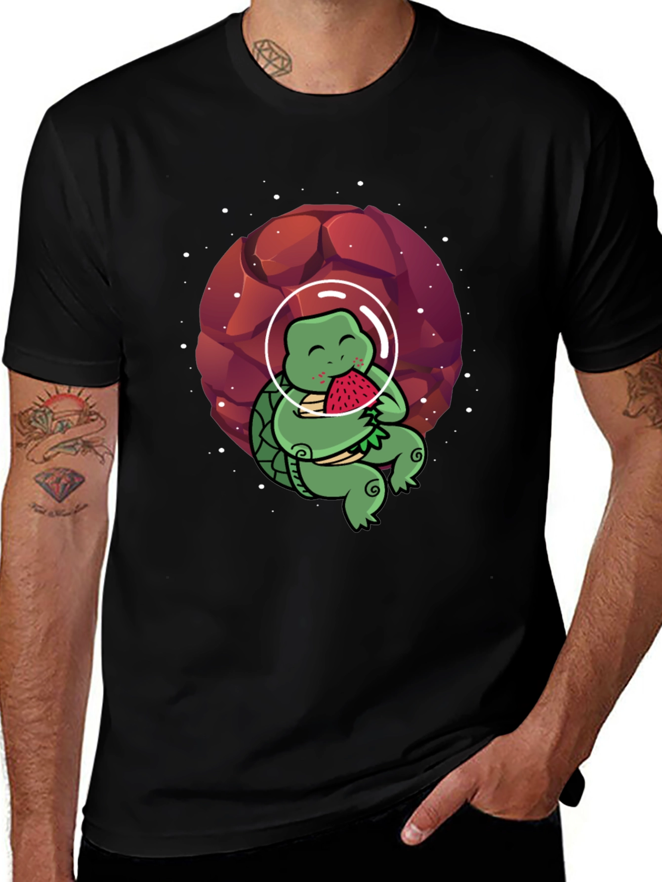 Variant 17 of Astronaut Turtle T-Shirt - Space & Watermelon Fun!