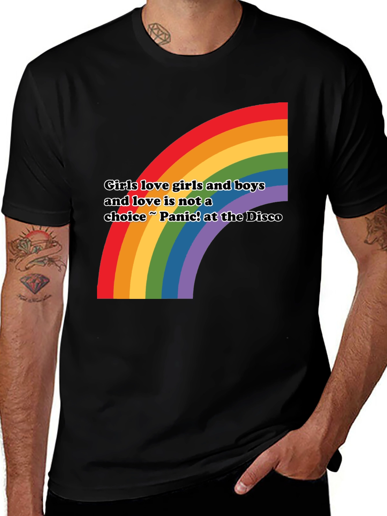 Variant 16 of Rainbow Love T-Shirt - Girls Love Girls and Boys LGBTQ+ Pride