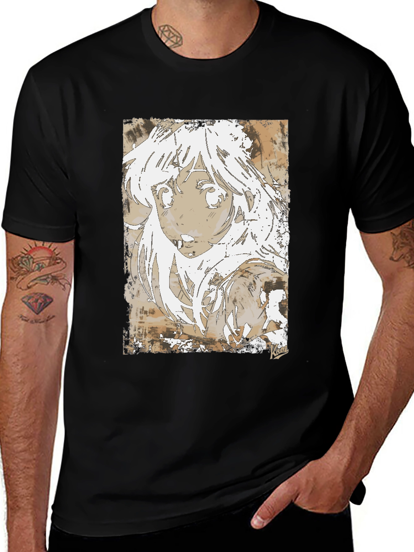 Variant 26 of Anime Girl Graphic Tee - Stylish Black Cotton T-Shirt