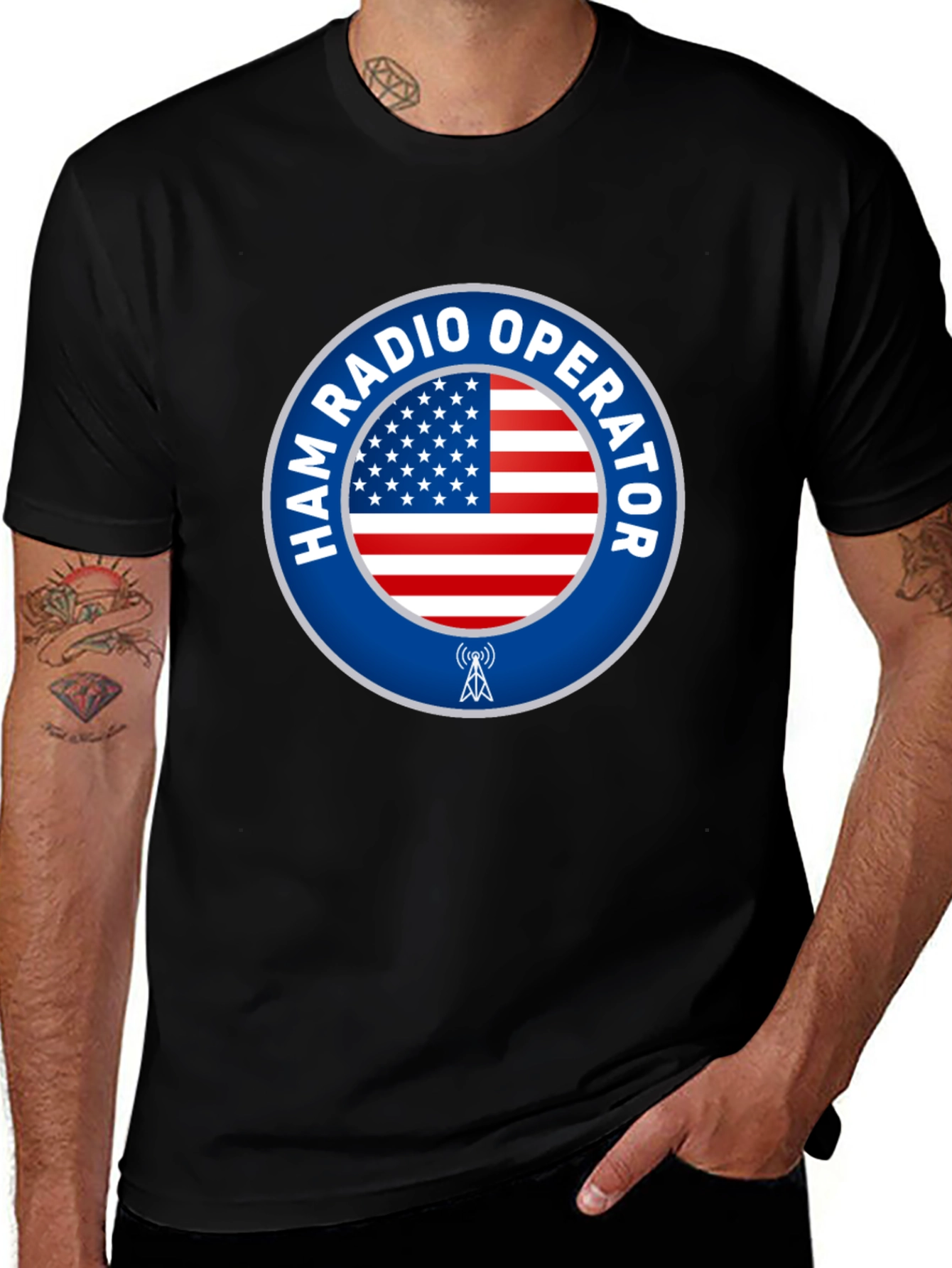 Variant 4 of Ham Radio Operator USA Flag T-Shirt