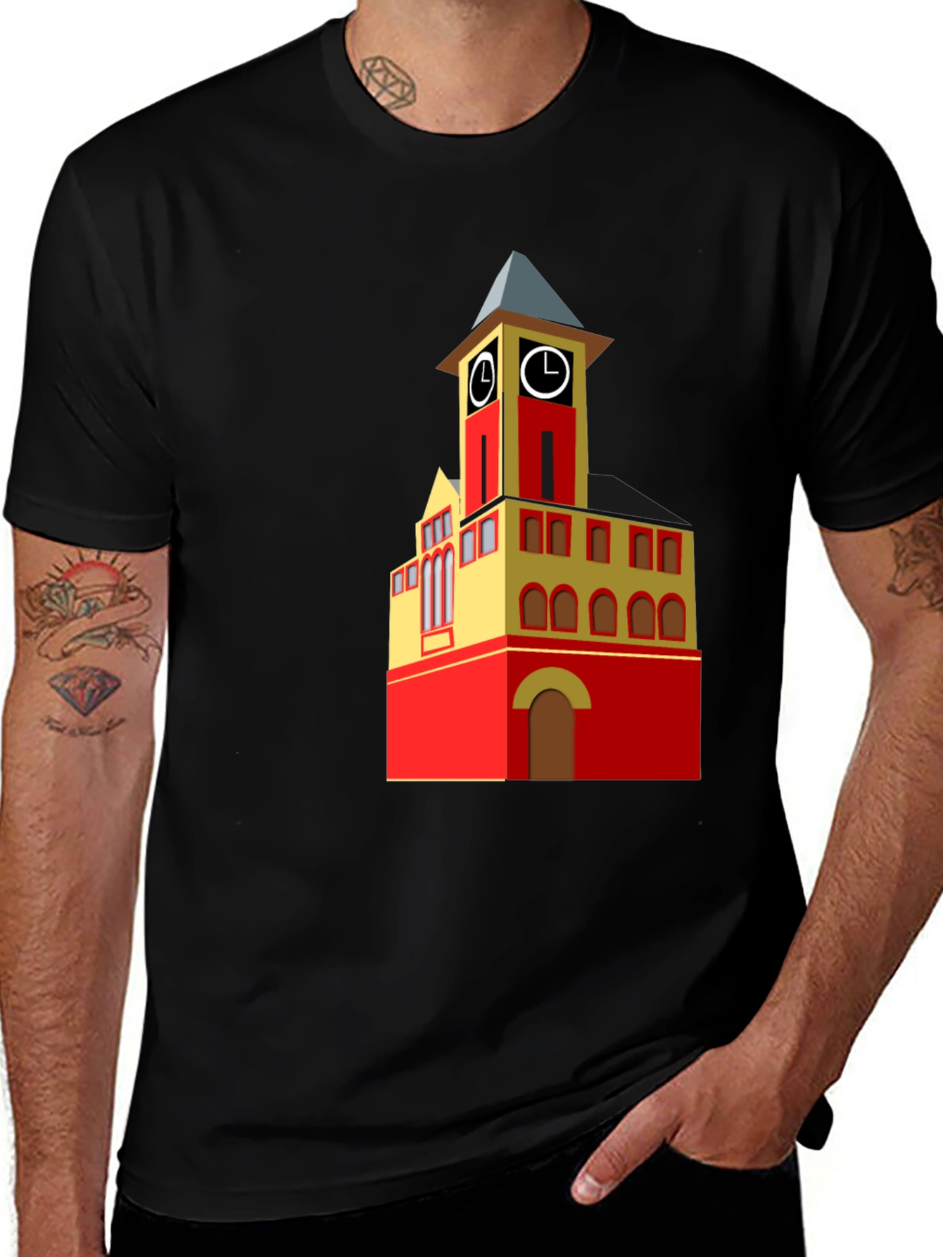 Variant 13 of Clock Tower Graphic Tee - Unique Design
