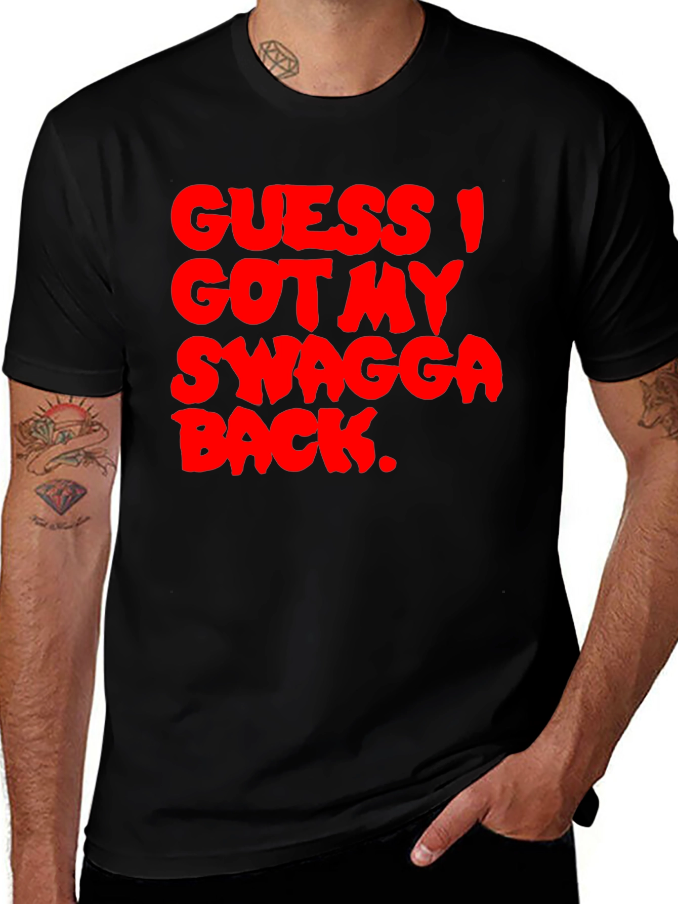 Variant 17 of Guess I Got My Swagga Back Black T-Shirt