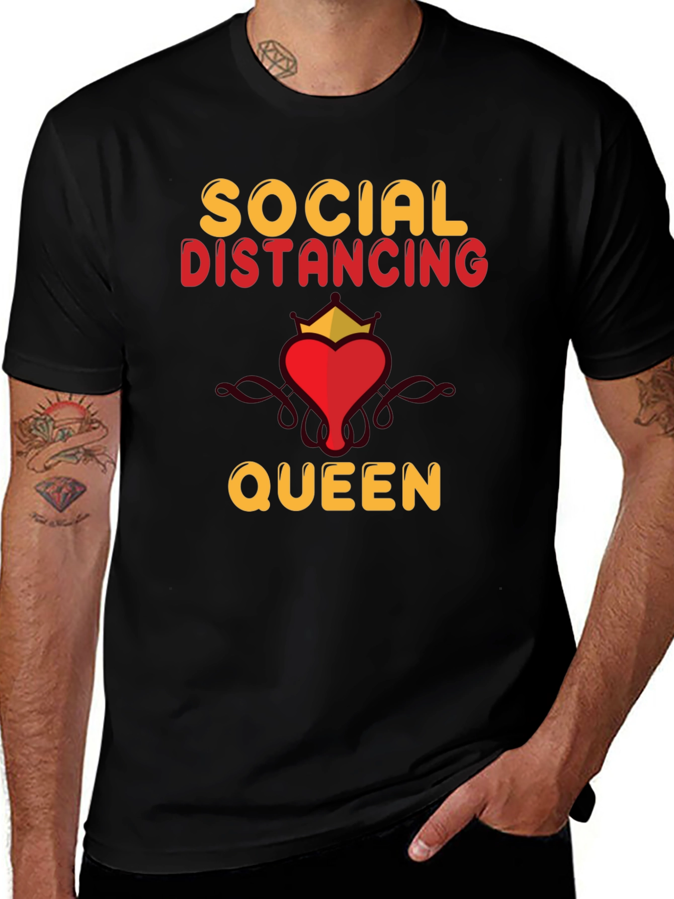 Variant 5 of Social Distancing Queen T-Shirt - Funny Novelty Tee