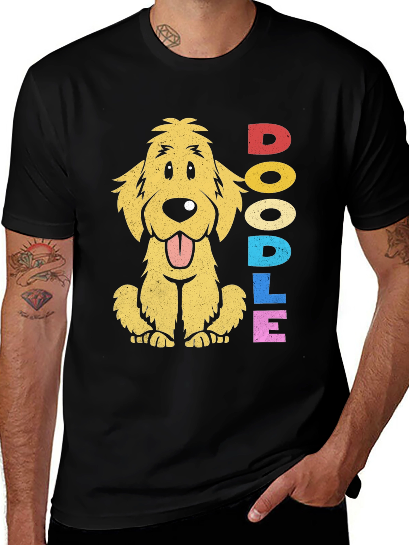 Variant 21 of Cute Doodle Dog T-Shirt - Colorful Design