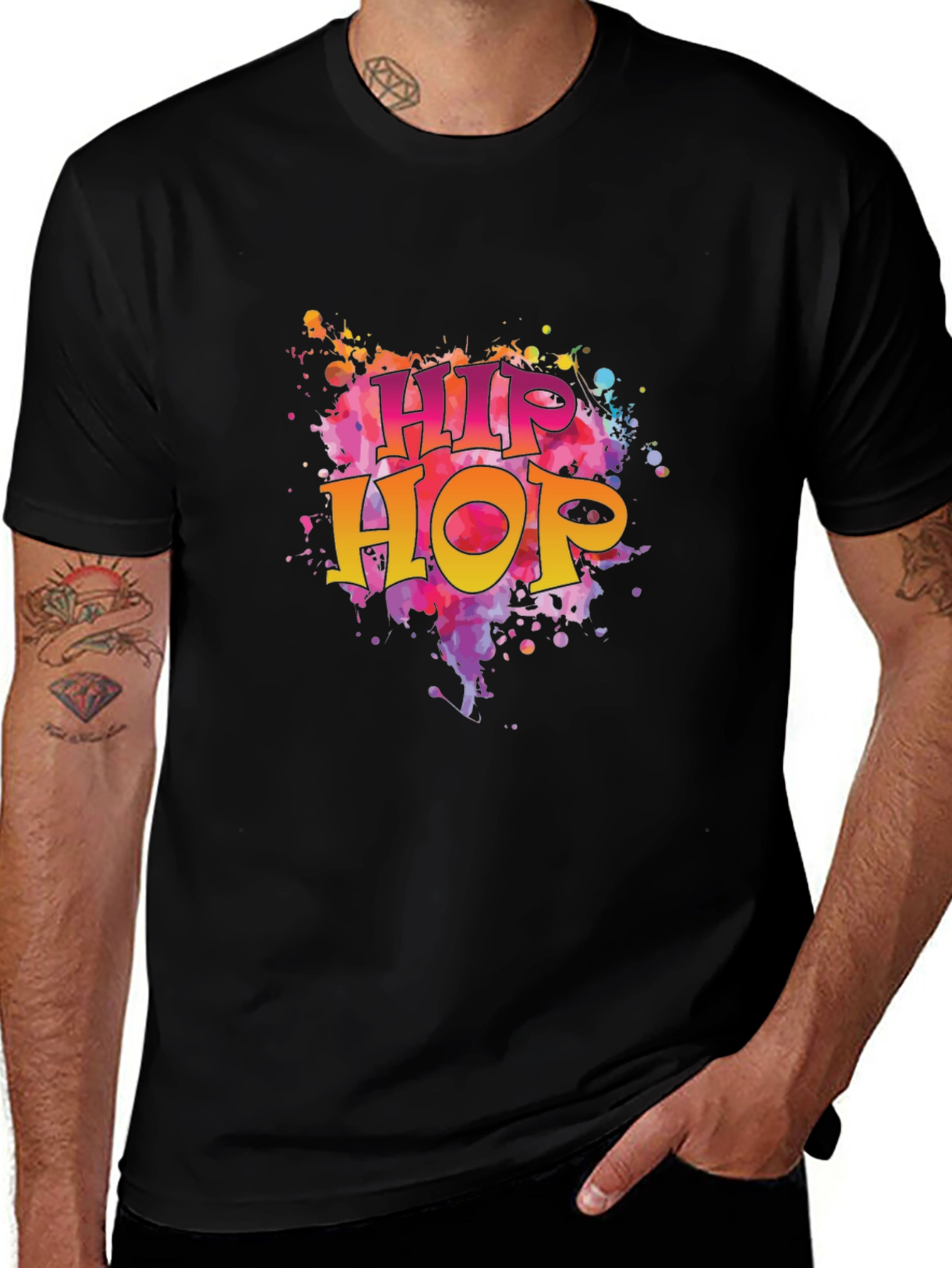 Variant 14 of Hip Hop Graphic Tee - Stylish Black Cotton T-Shirt