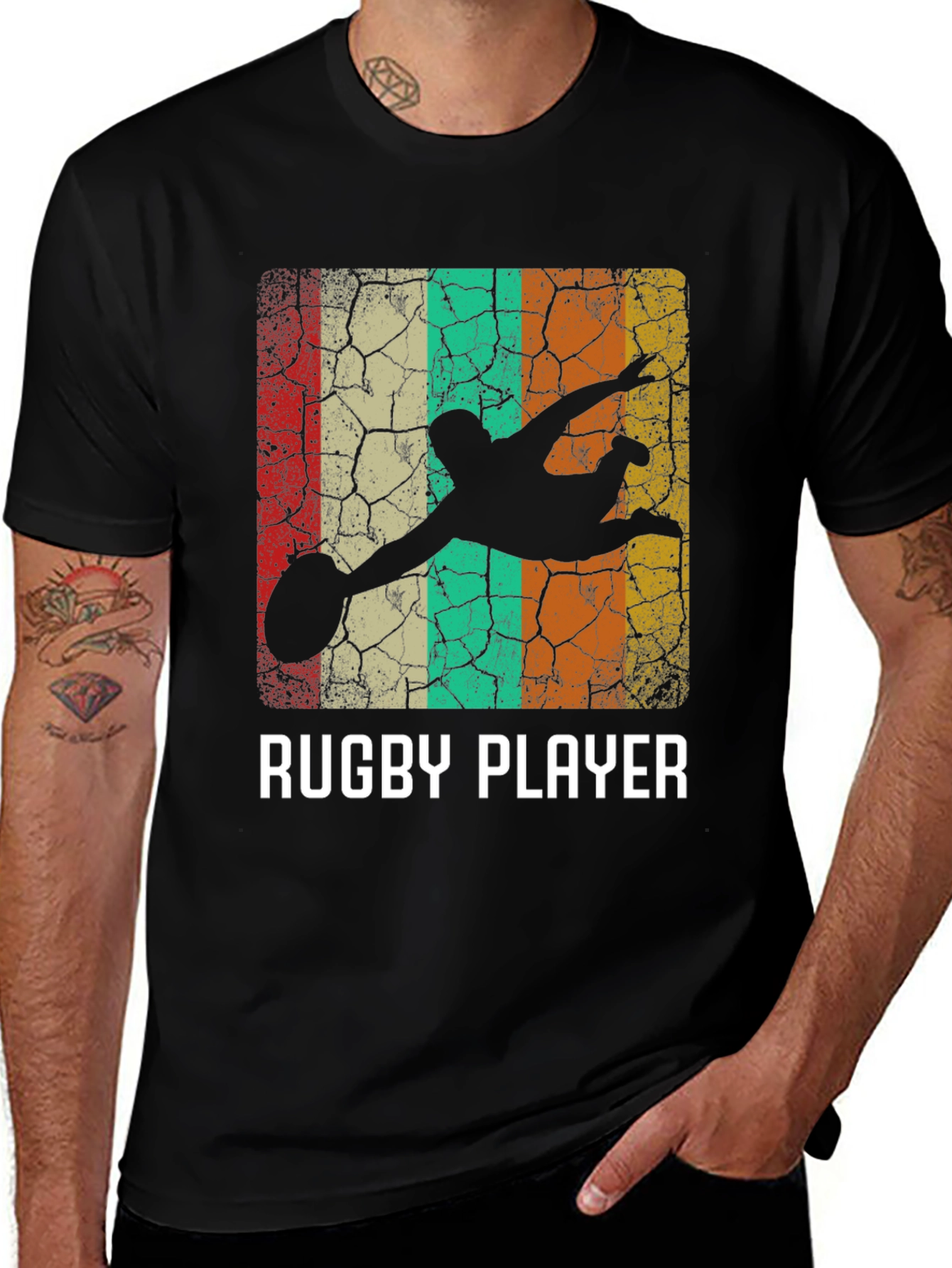 Variant 5 of Rugby Player Retro Style Graphic T-Shirt