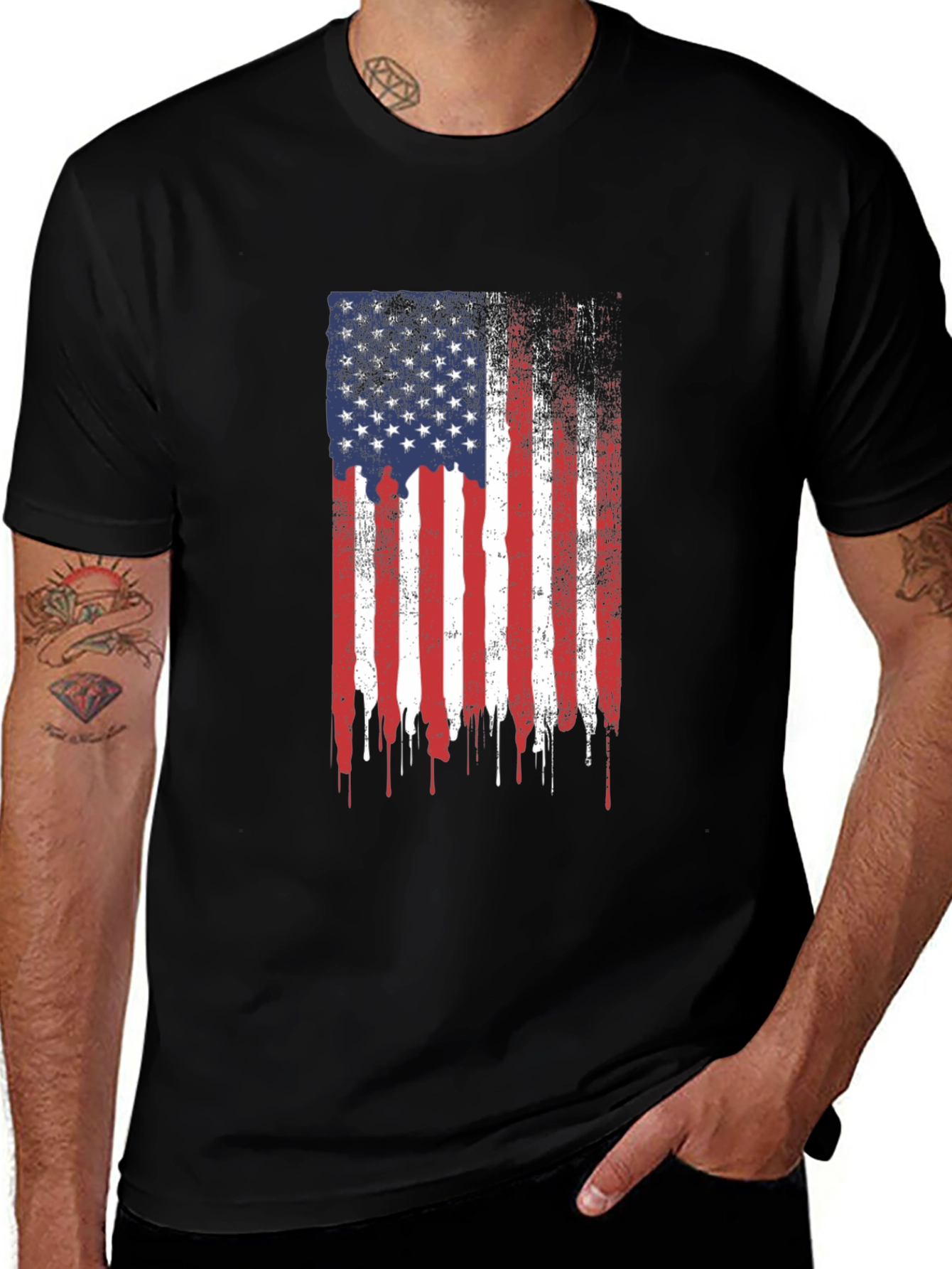 Variant 4 of American Flag Distressed Graphic T-Shirt