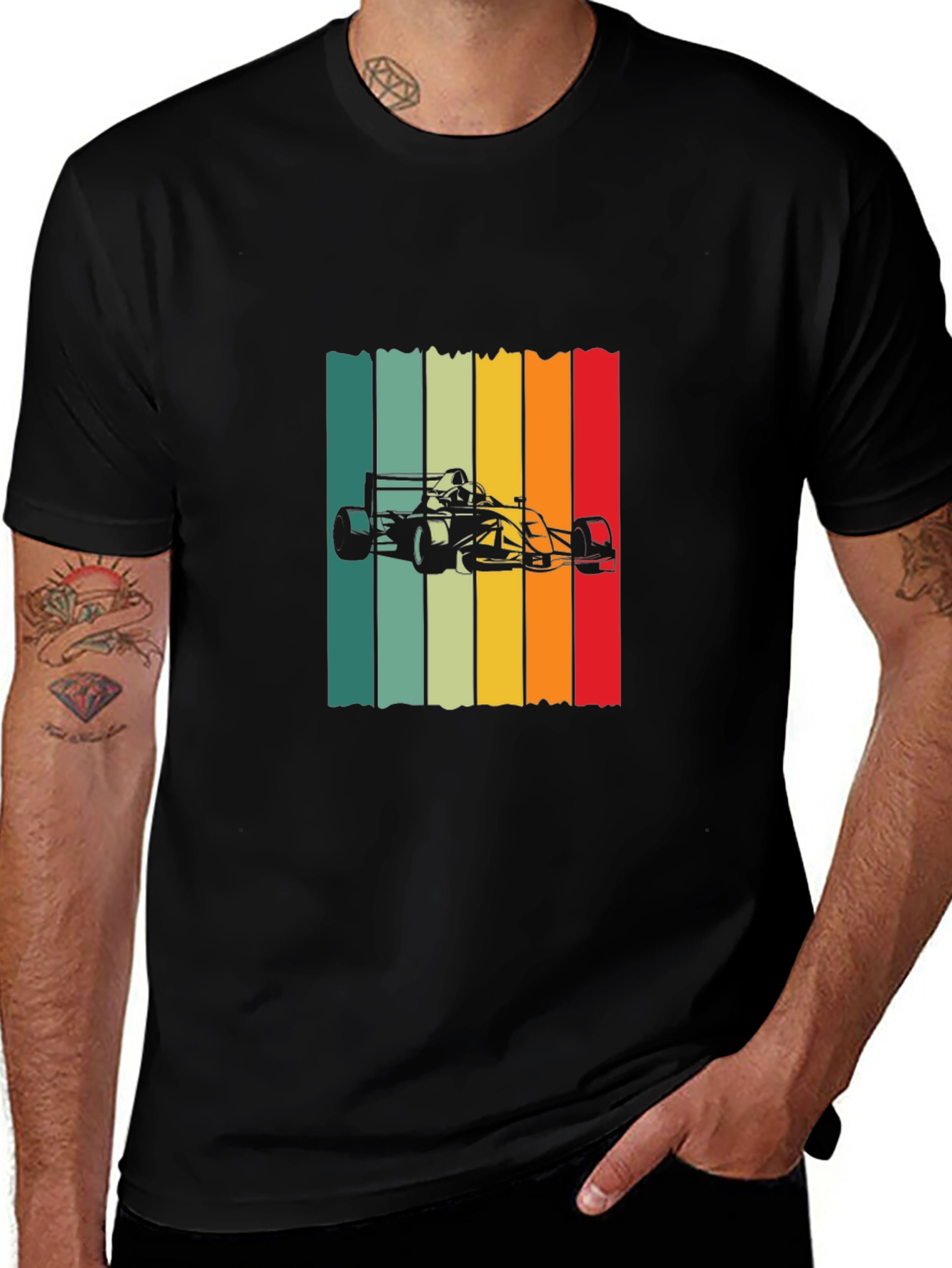 Retro Racing Stripe T-Shirt - Formula 1 Style
