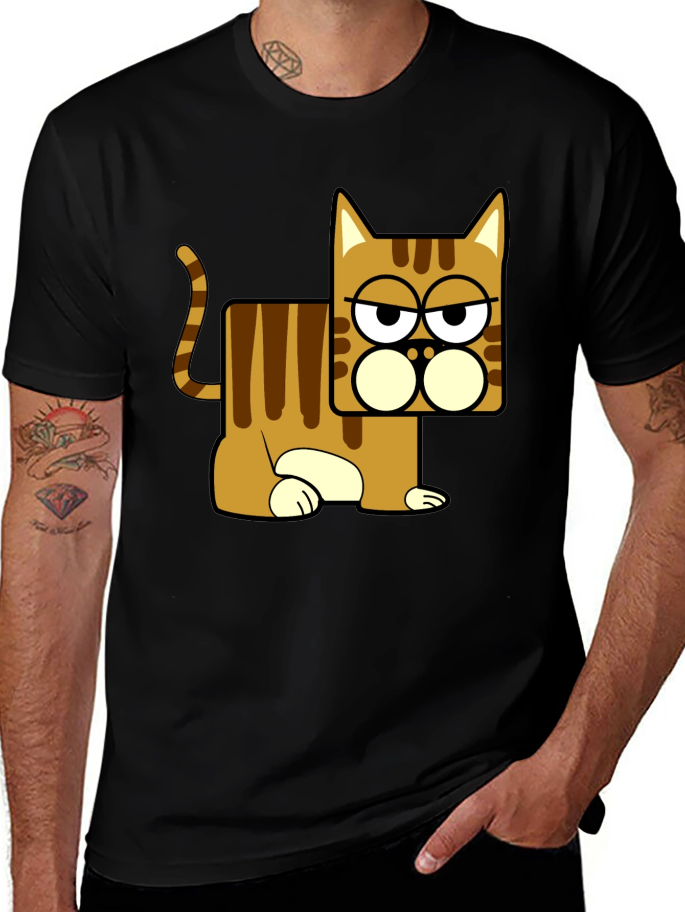 Variant 11 of Funny Cat Graphic T-Shirt - Black
