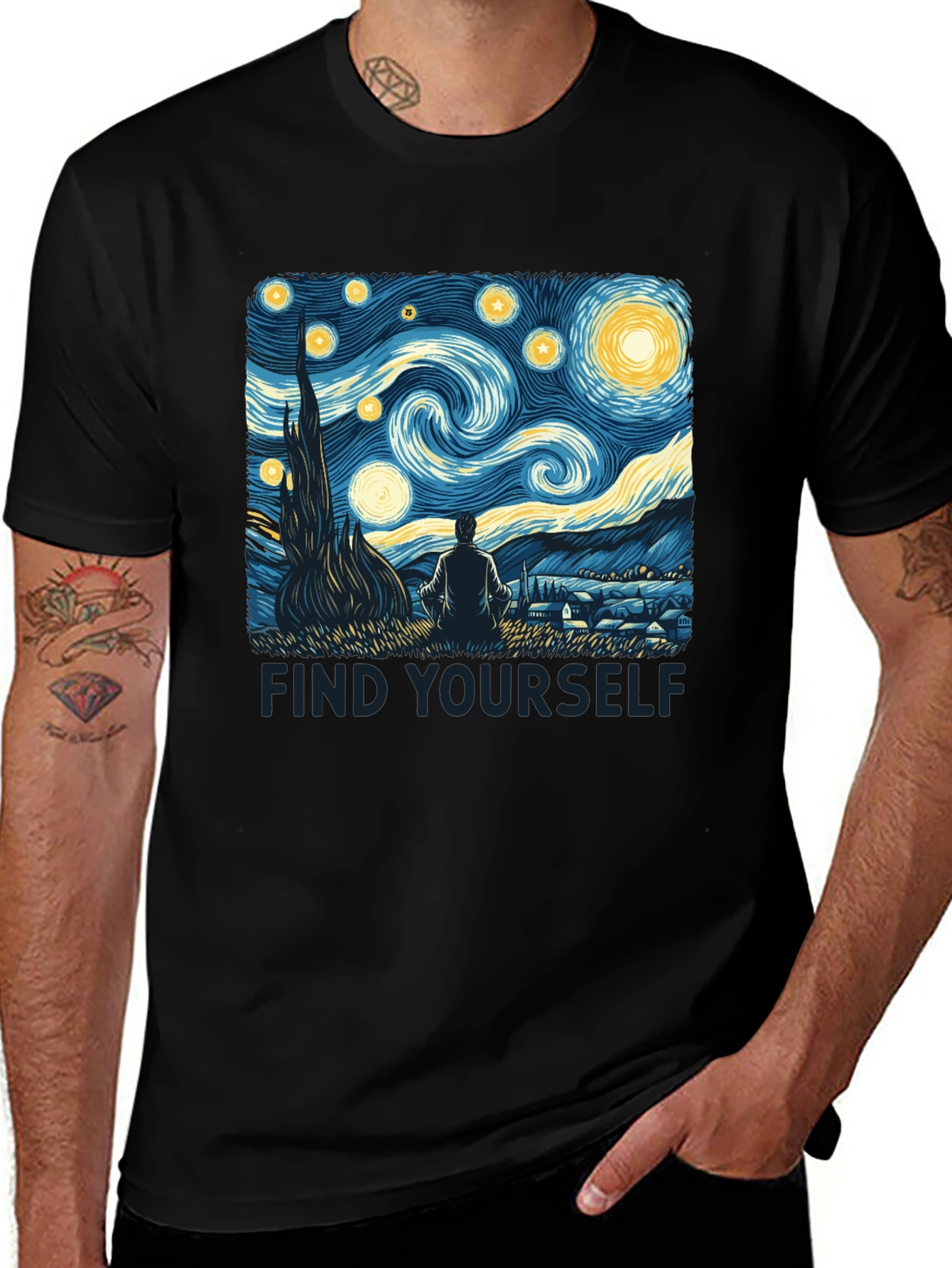 Variant 21 of Starry Night Graphic Tee - Find Yourself