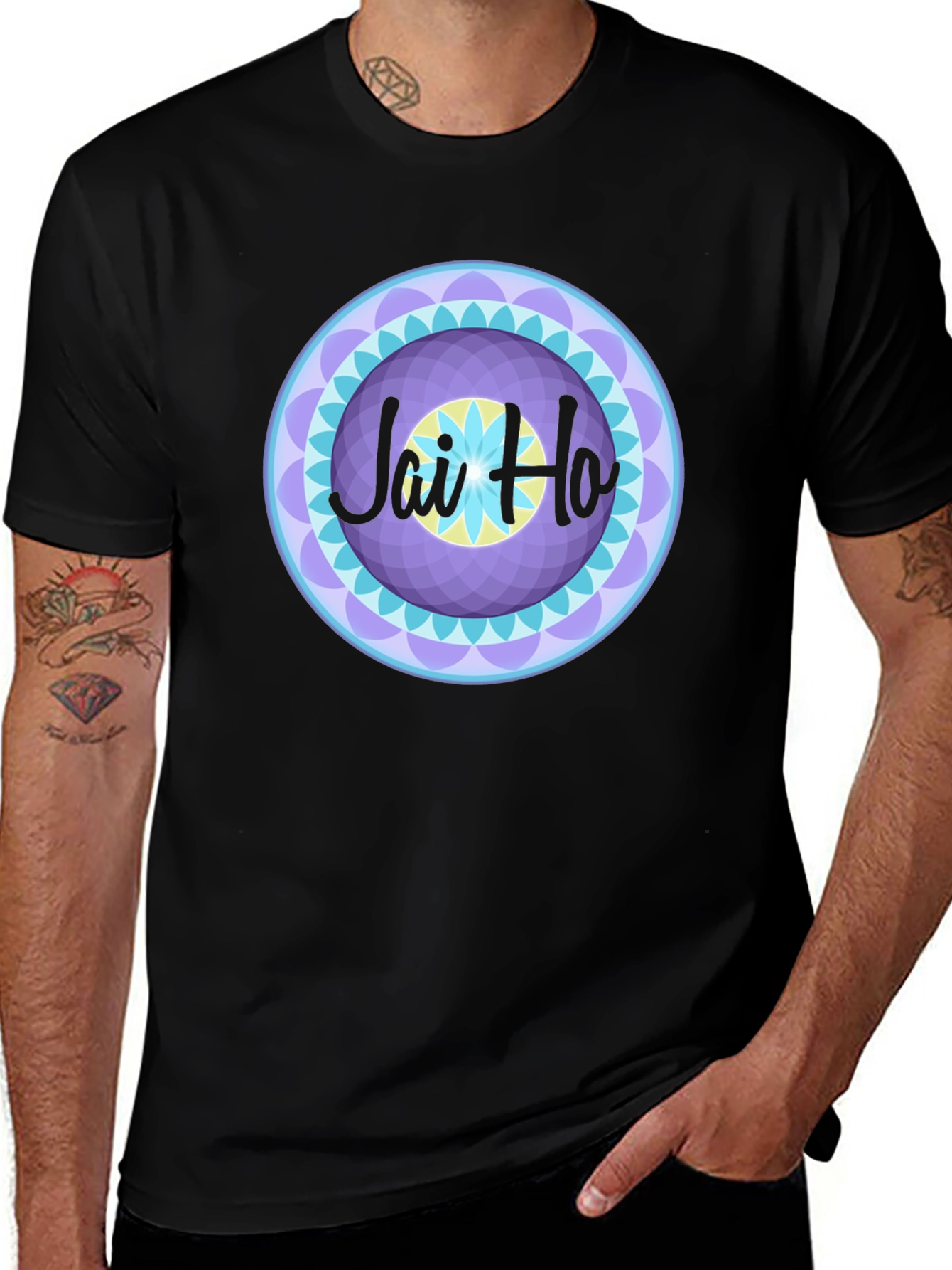 Variant 4 of Jai Ho Graphic Tee - Vibrant Mandala Design