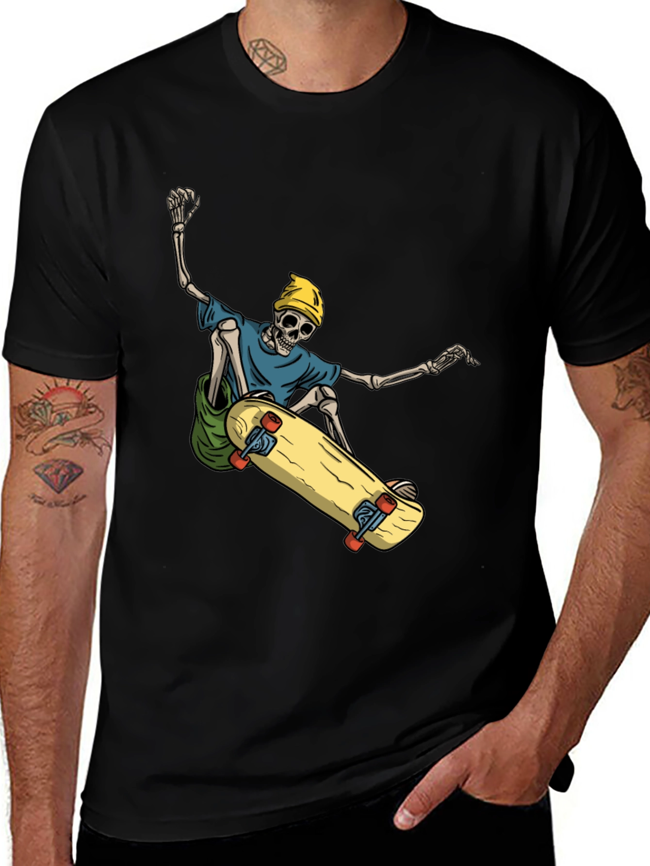 Variant 5 of Skateboarding Skeleton Graphic Tee - Cool and Unique!