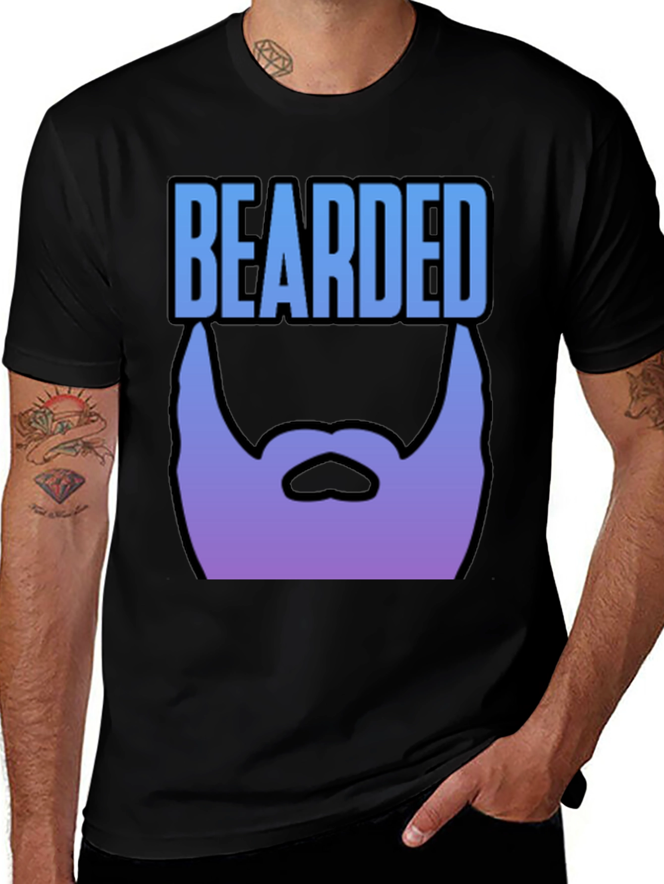 Variant 22 of Bearded Graphic T-Shirt - Black Cotton Tee