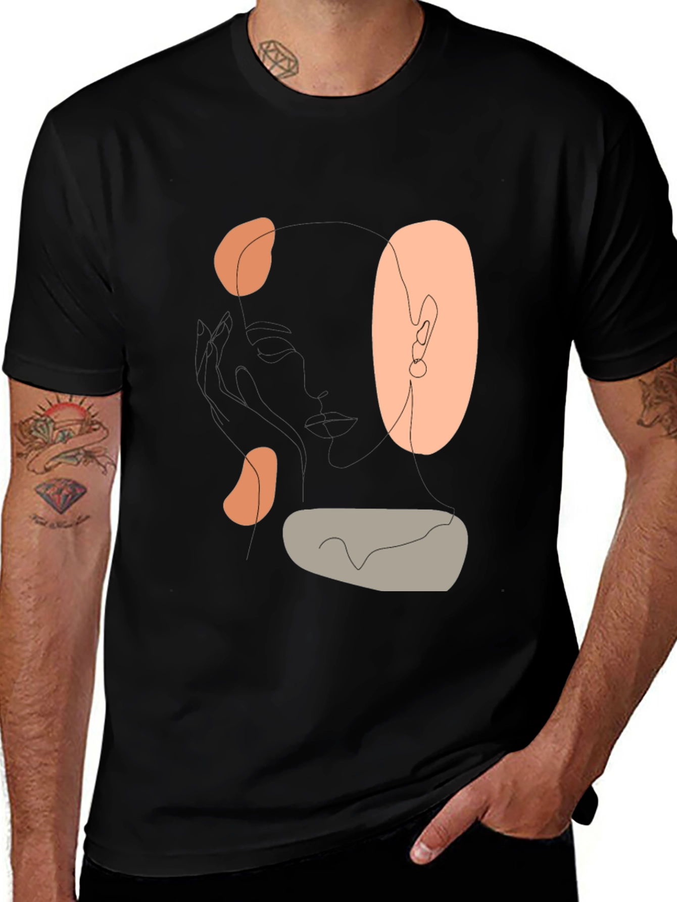 Variant 24 of Abstract Face Graphic Black T-Shirt