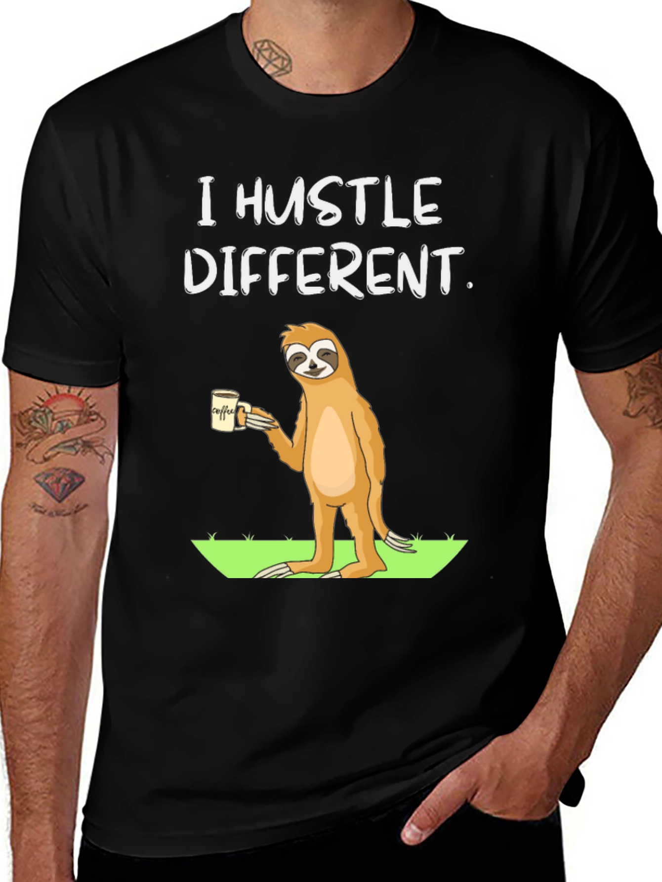 Variant 7 of I Hustle Different Sloth Graphic Tee