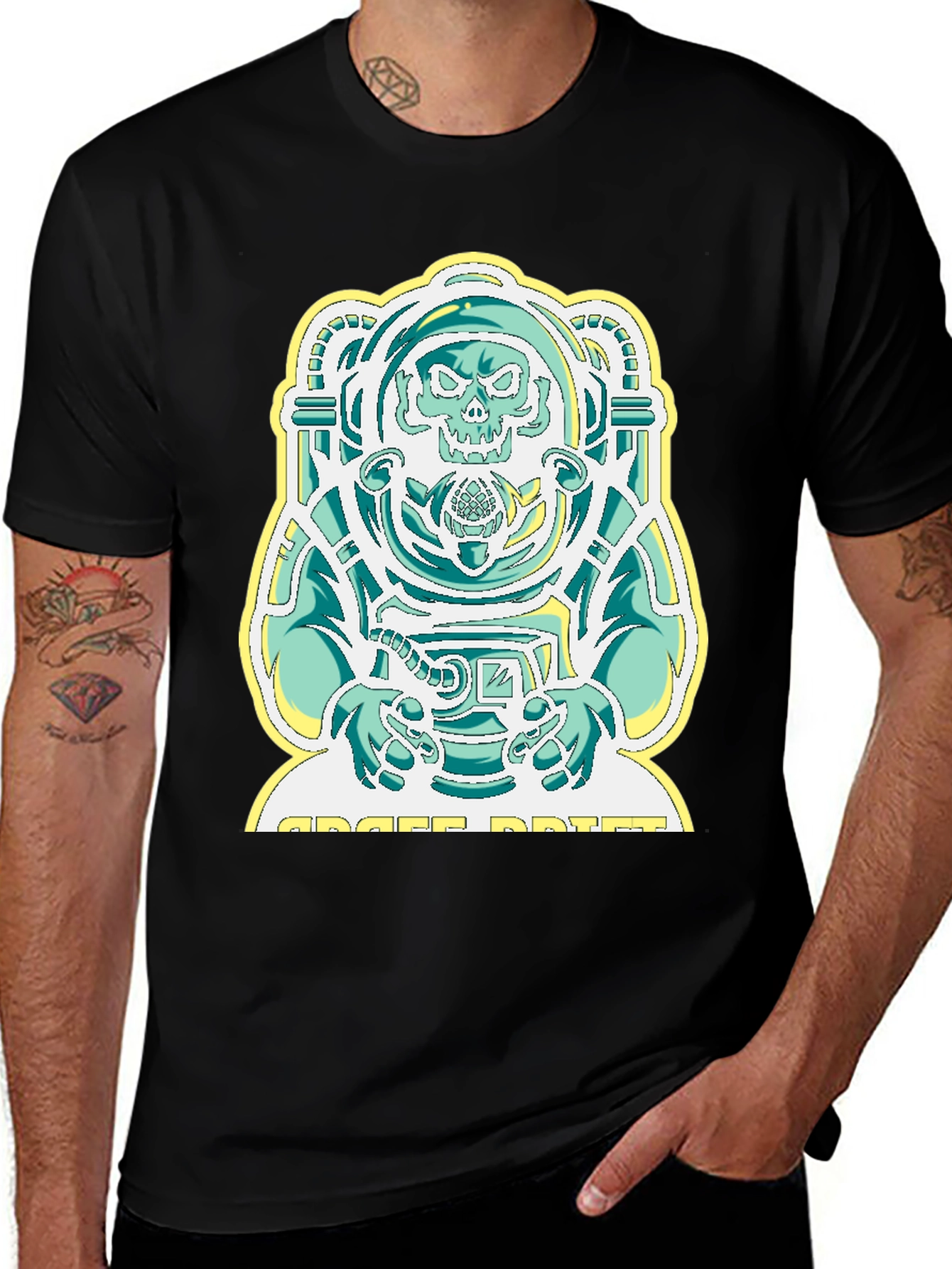 Variant 15 of Space Drift Skull Diver T-Shirt - Retro Style