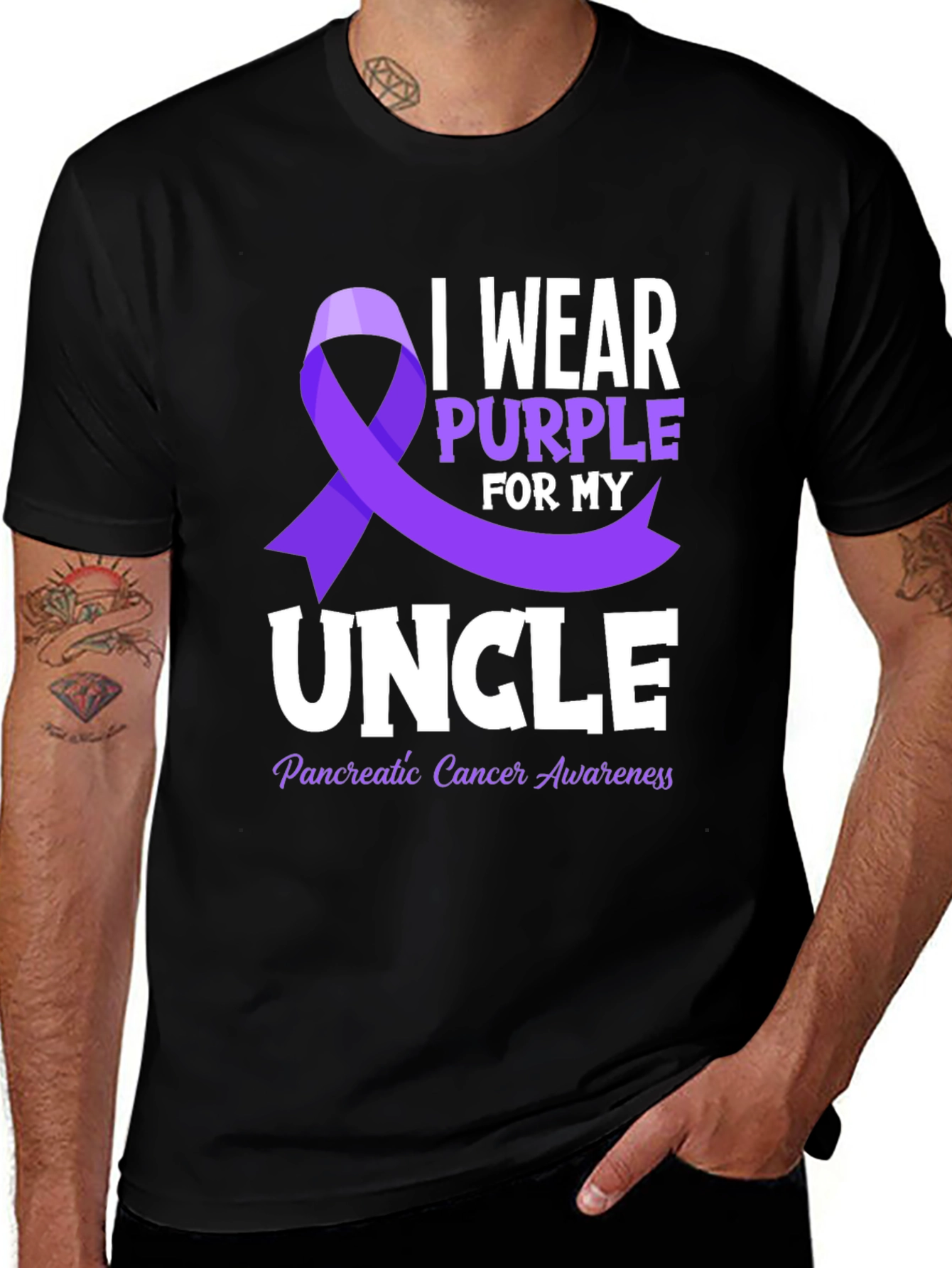 Variant 3 of Purple Ribbon Pancreatic Cancer Awareness T-Shirt