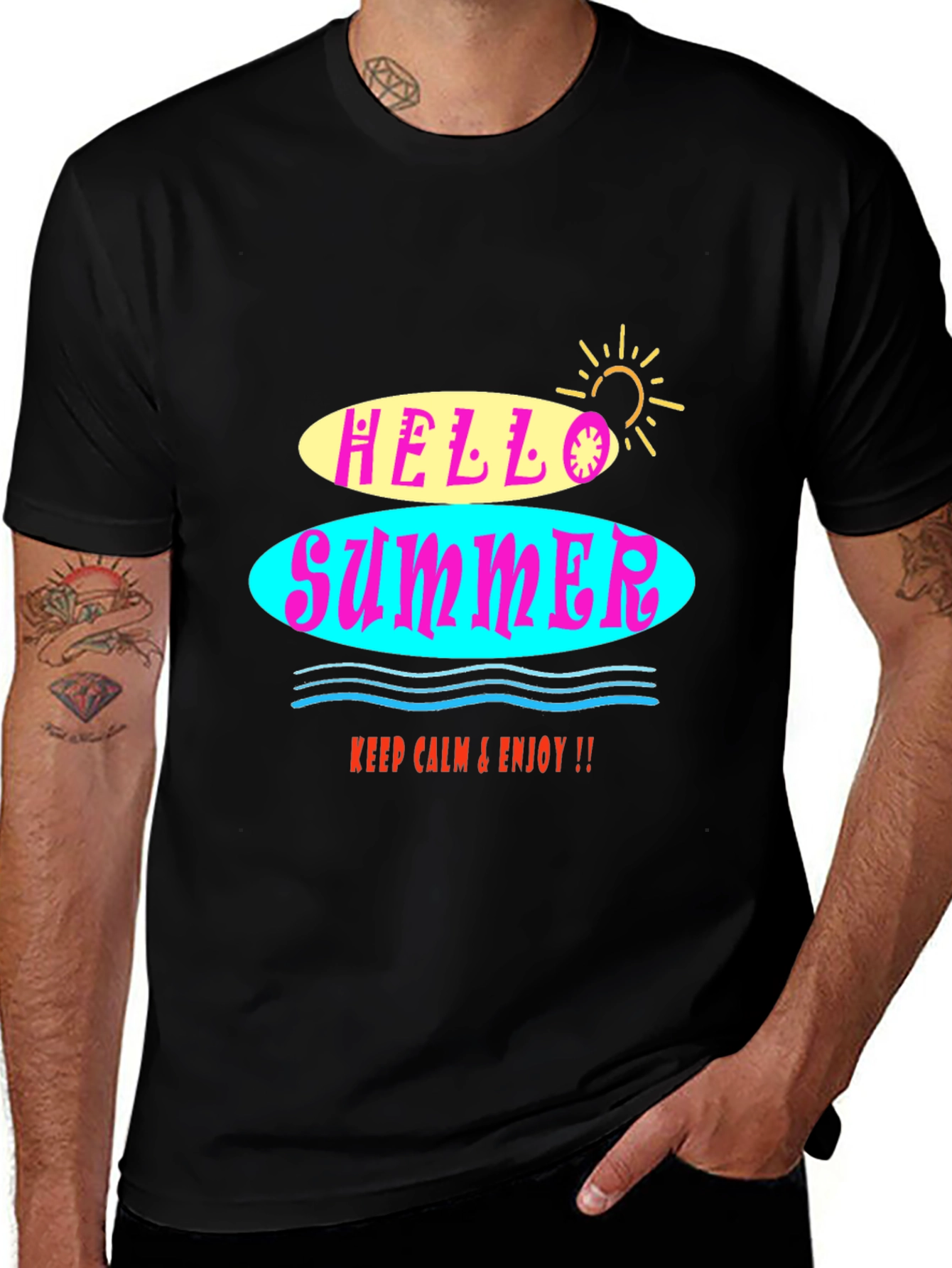 Variant 20 of Hello Summer Black Graphic Tee
