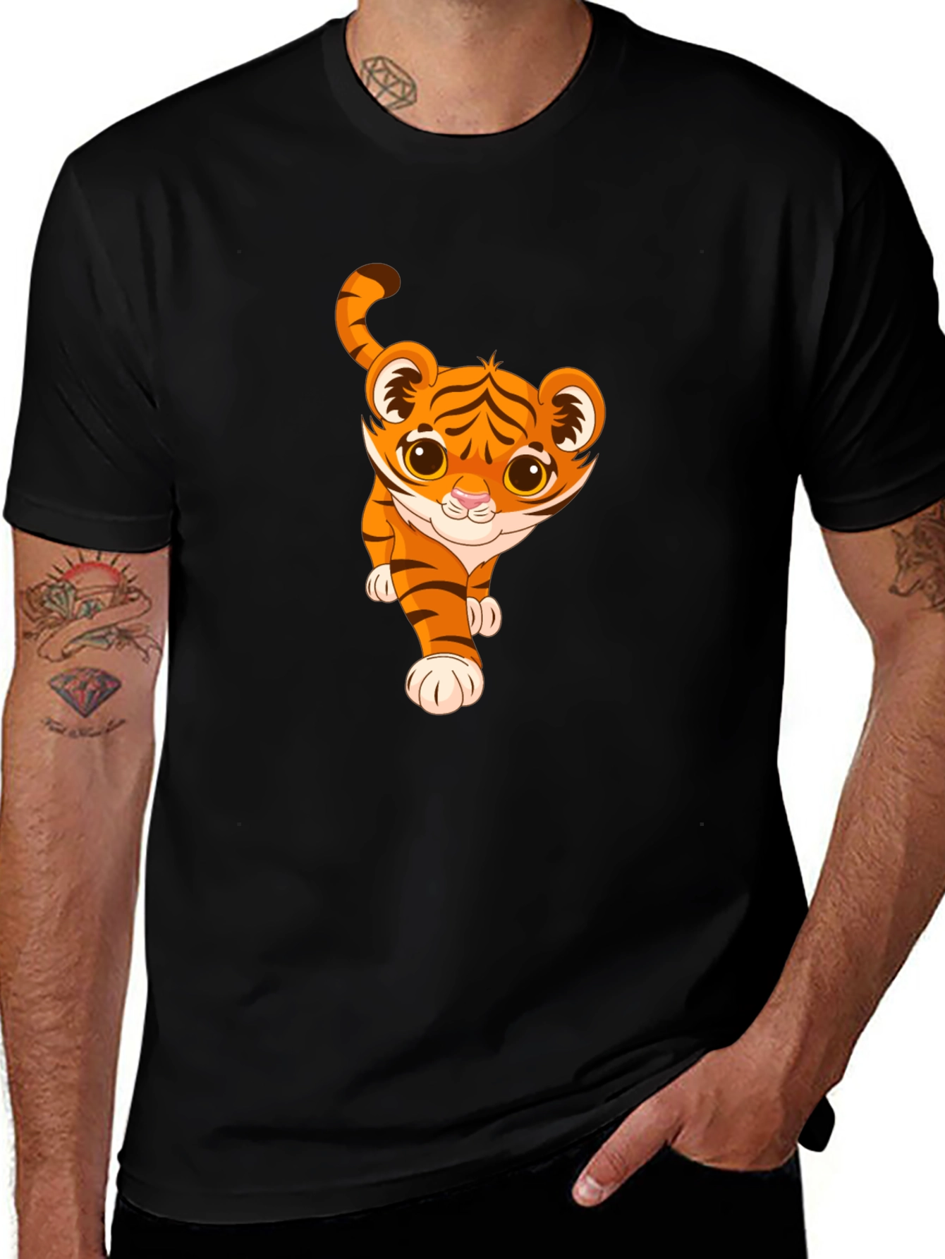 Variant 8 of Cute Tiger Graphic Black T-Shirt
