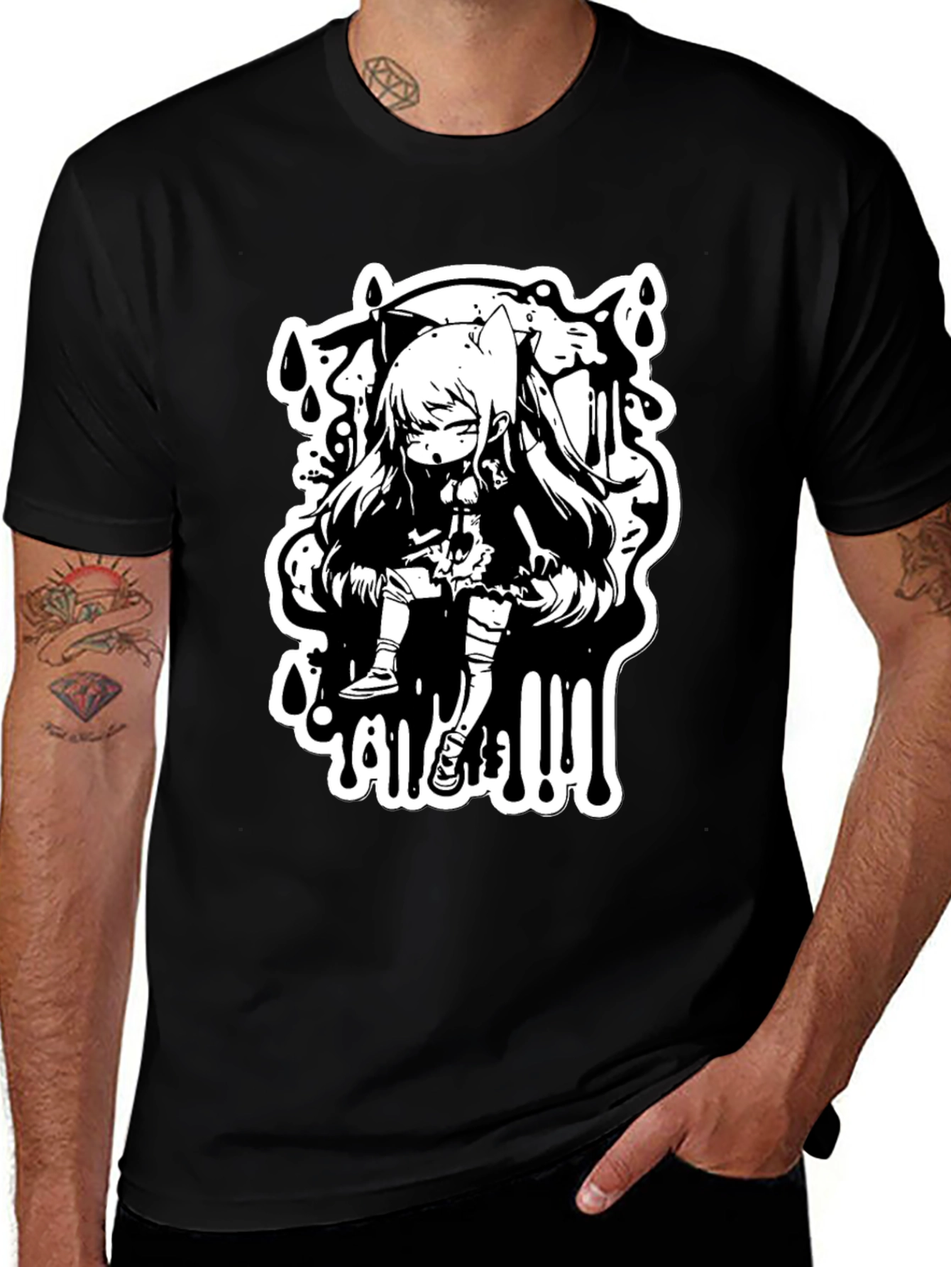Variant 18 of Anime Graphic Black T-Shirt