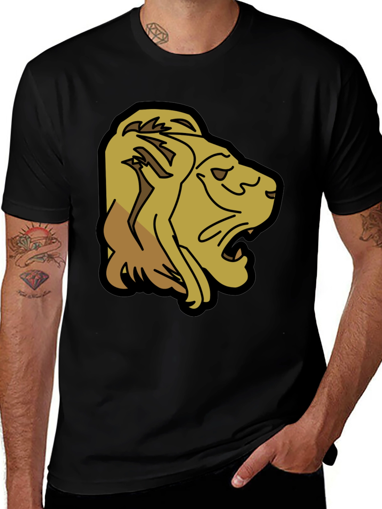 Variant 7 of Lion Graphic Print T-Shirt - Black