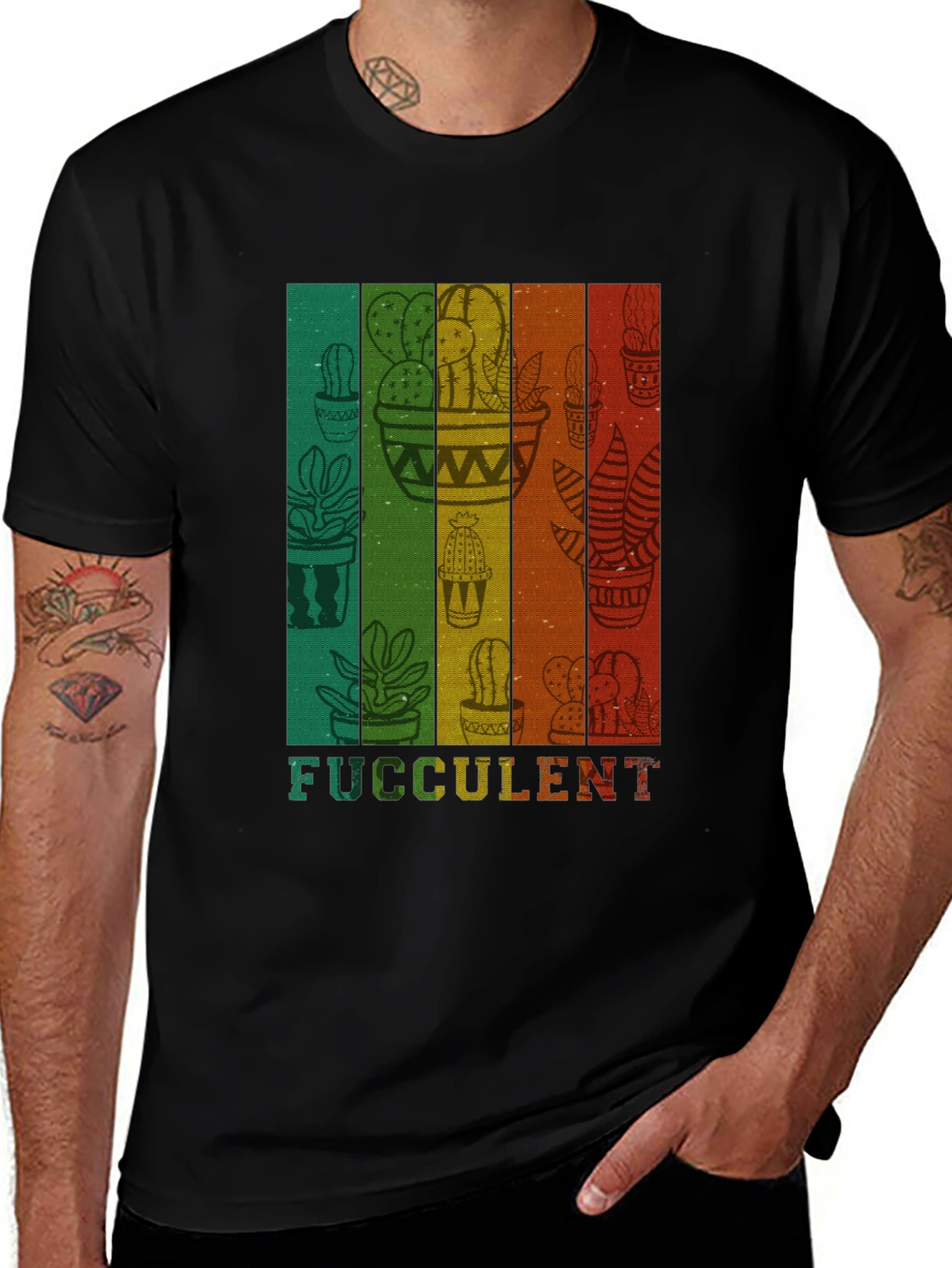 Variant 22 of Fucculent Cactus T-Shirt - Retro Plant Lover Tee