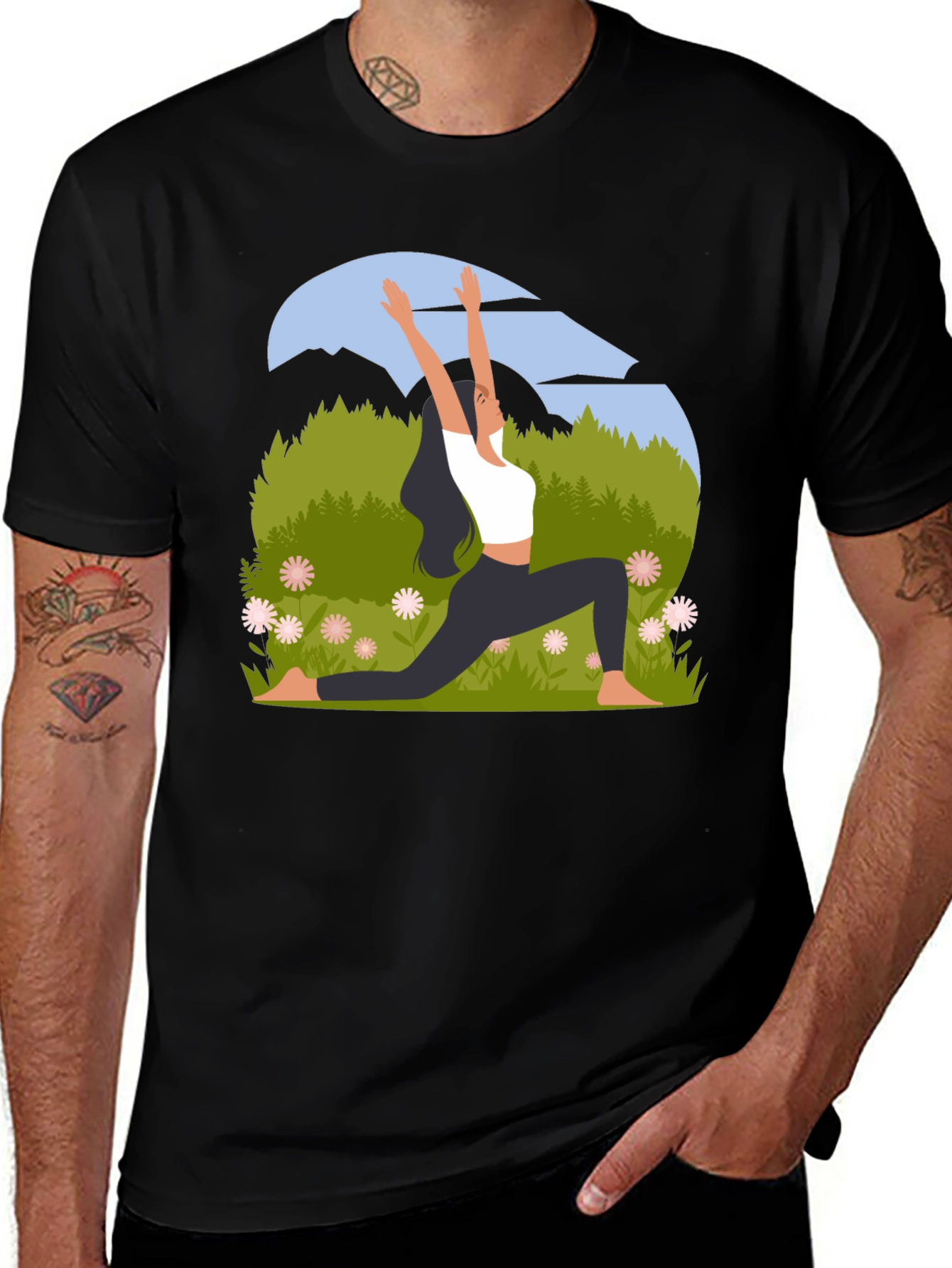 Variant 7 of Yoga Nature Scene Black T-Shirt