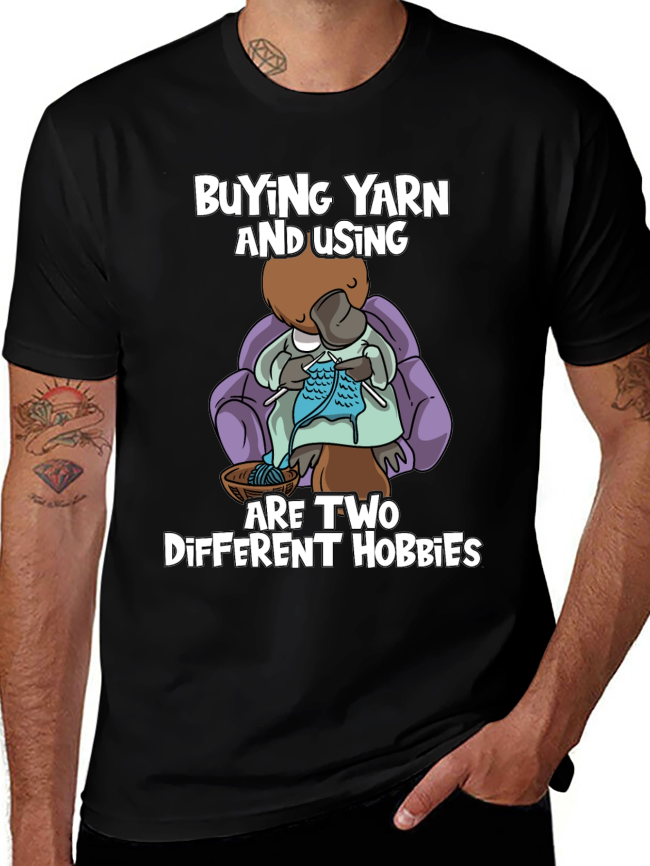 Variant 2 of Funny Knitting Hobby T-Shirt