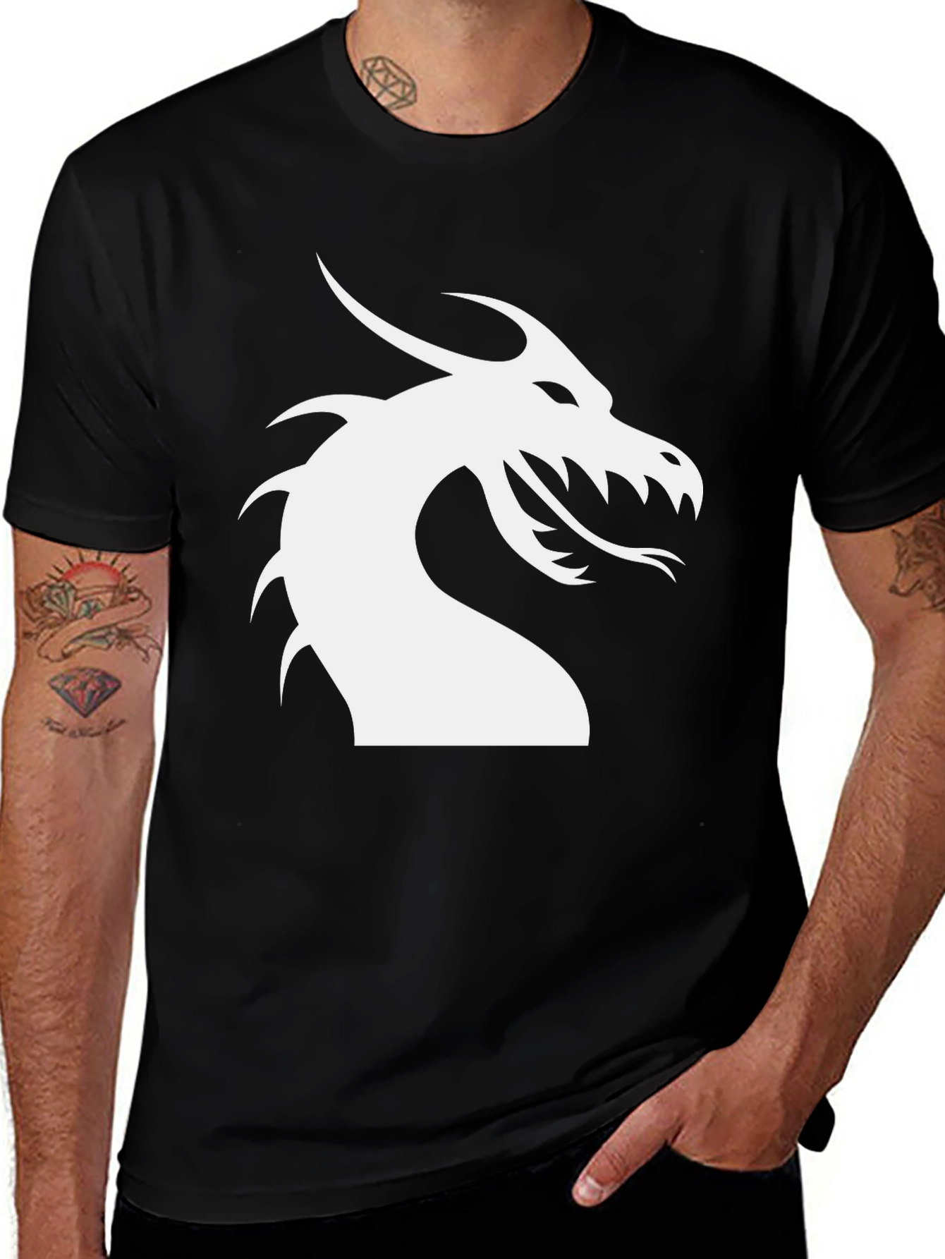 Variant 24 of Dragon Graphic Tee - Black