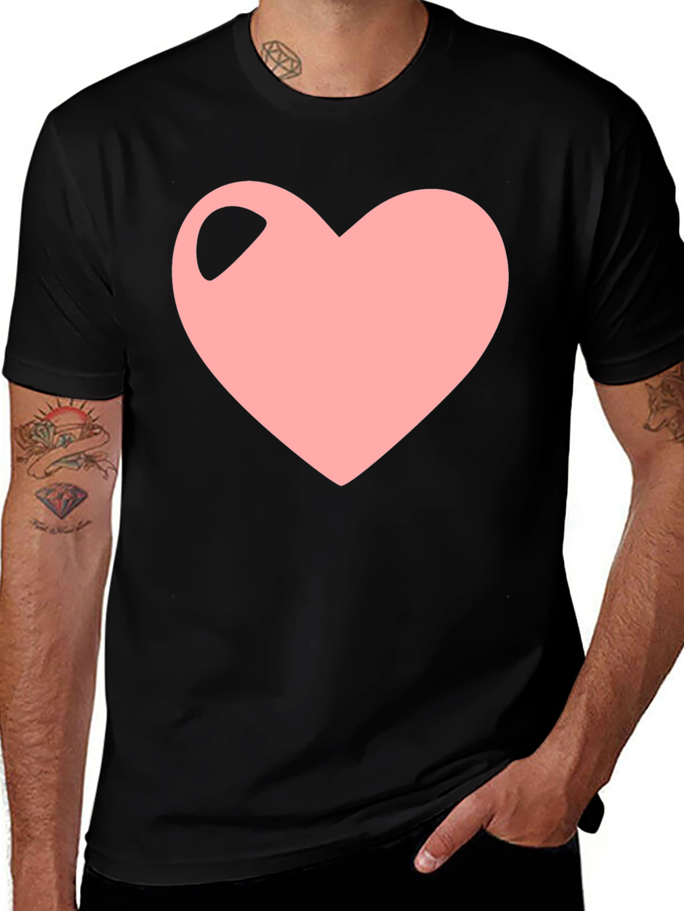 Variant 30 of Heart Graphic Black T-Shirt - Trendy Casual Wear