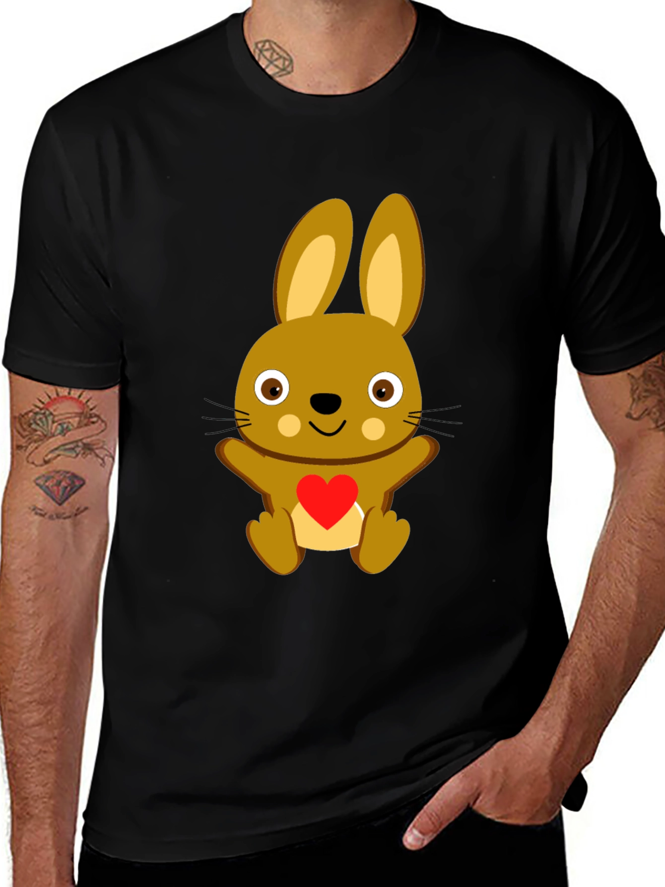 Variant 29 of Cute Bunny Heart T-Shirt - Black