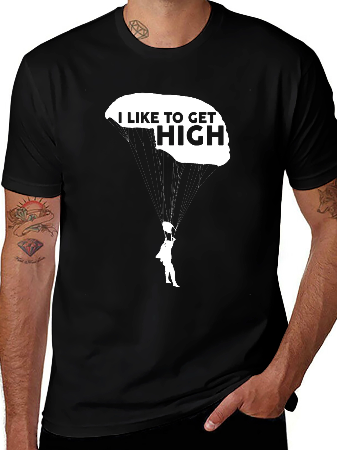 Variant 23 of I Like to Get High T-Shirt - Parachute Skydiving Tee
