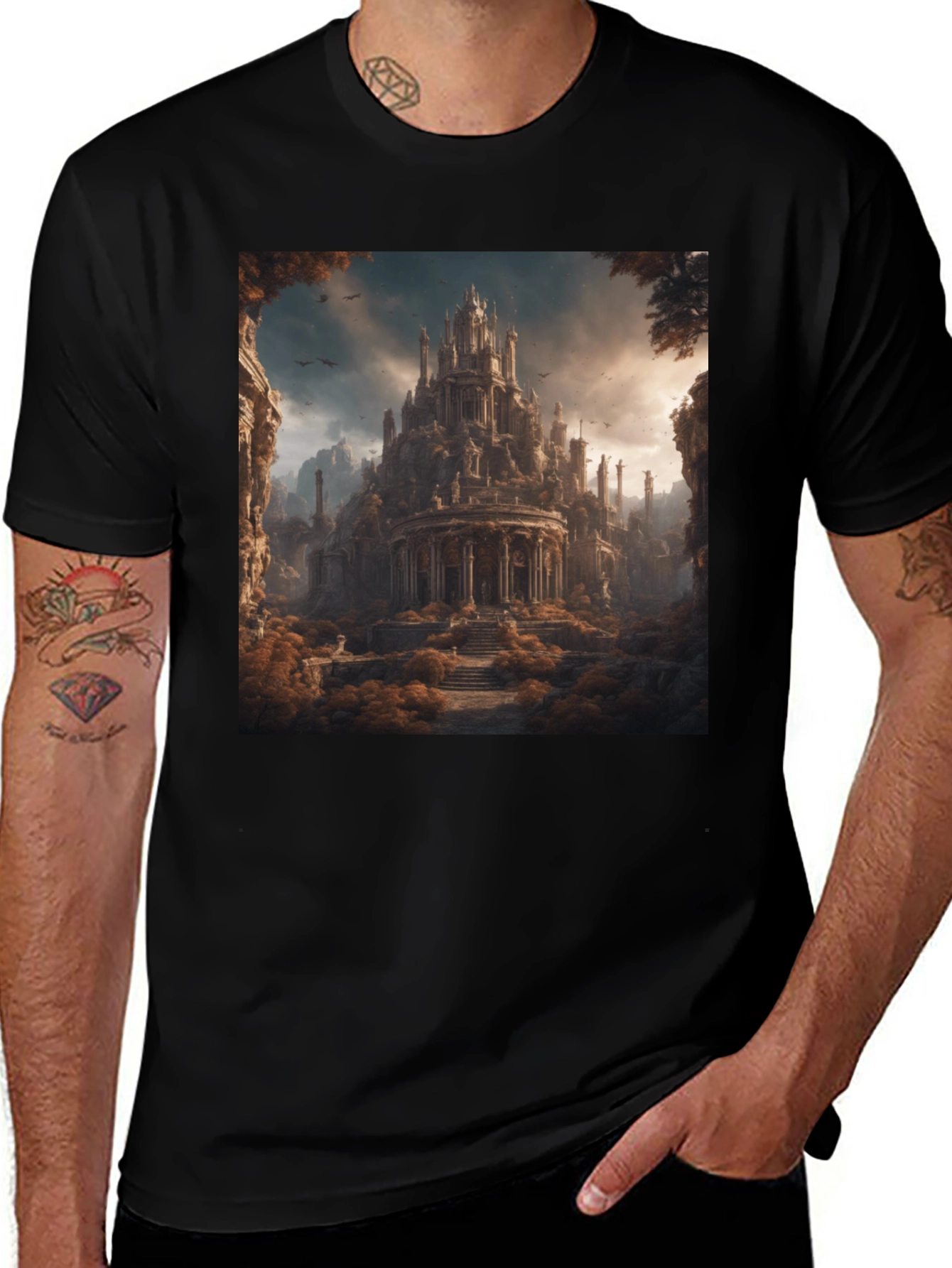 Variant 5 of Architectural Castle Art T-Shirt